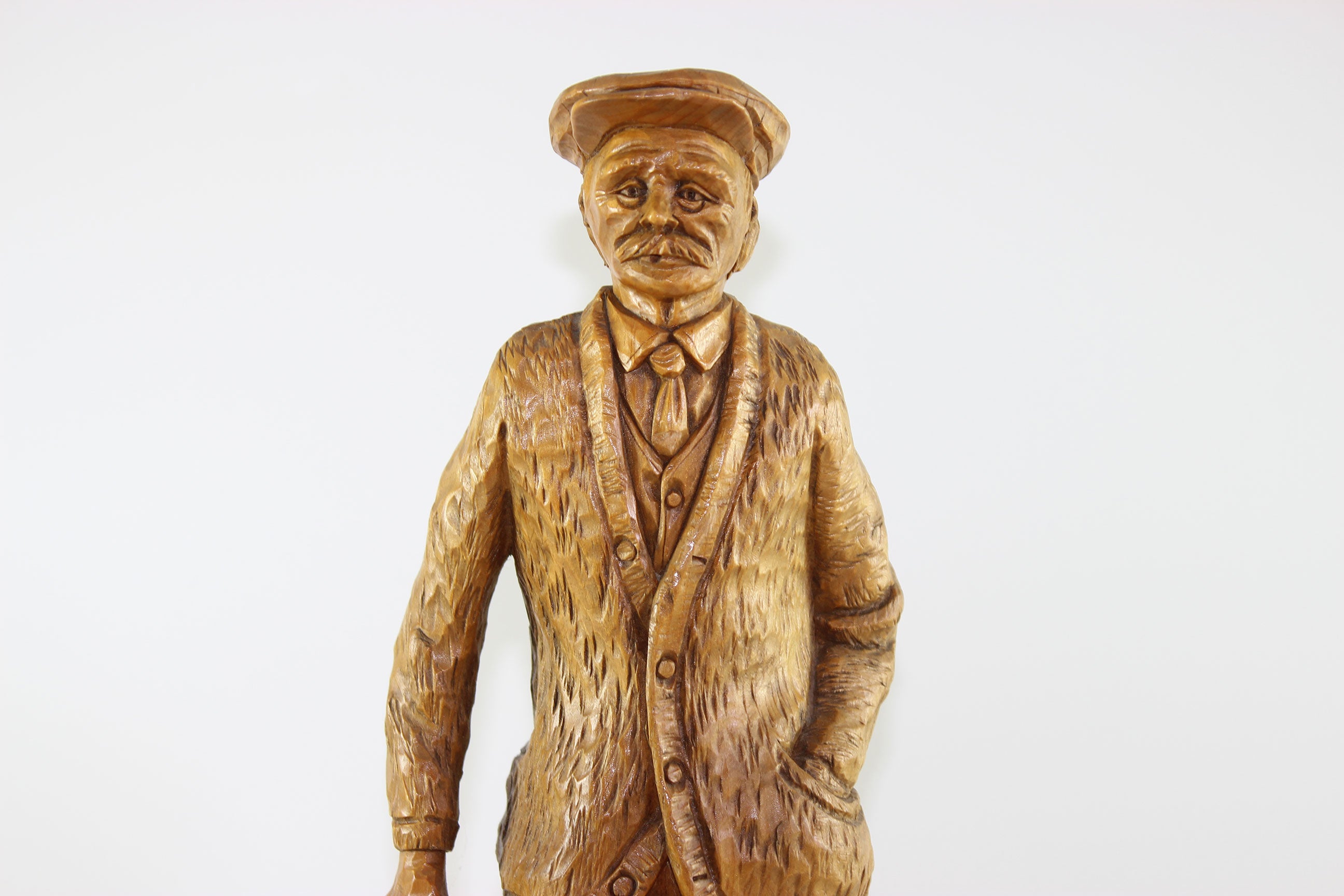 Gaetan Hovington, Wood Sculpture, Elderly Man