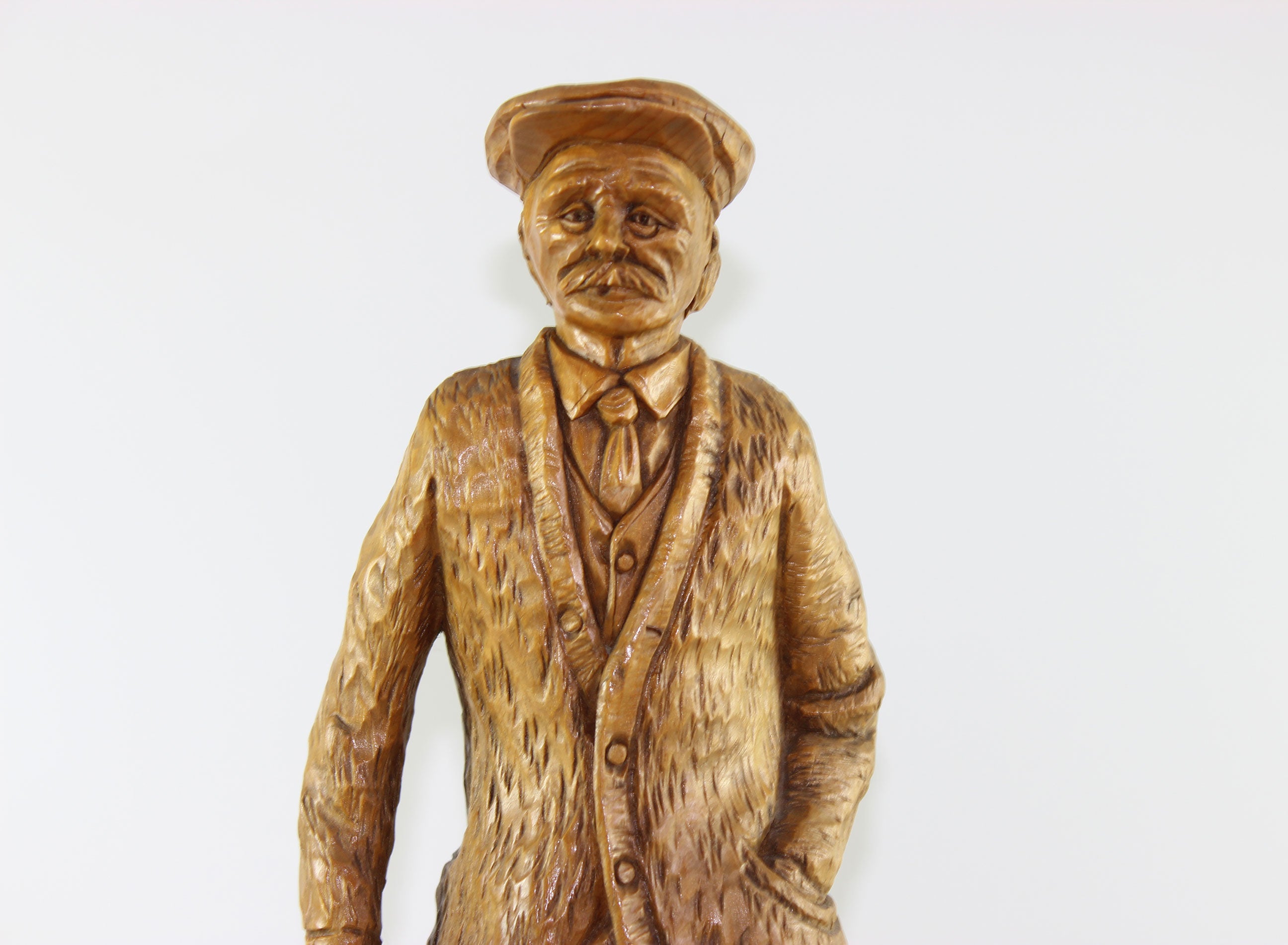 Gaetan Hovington, Wood Sculpture, Elderly Man
