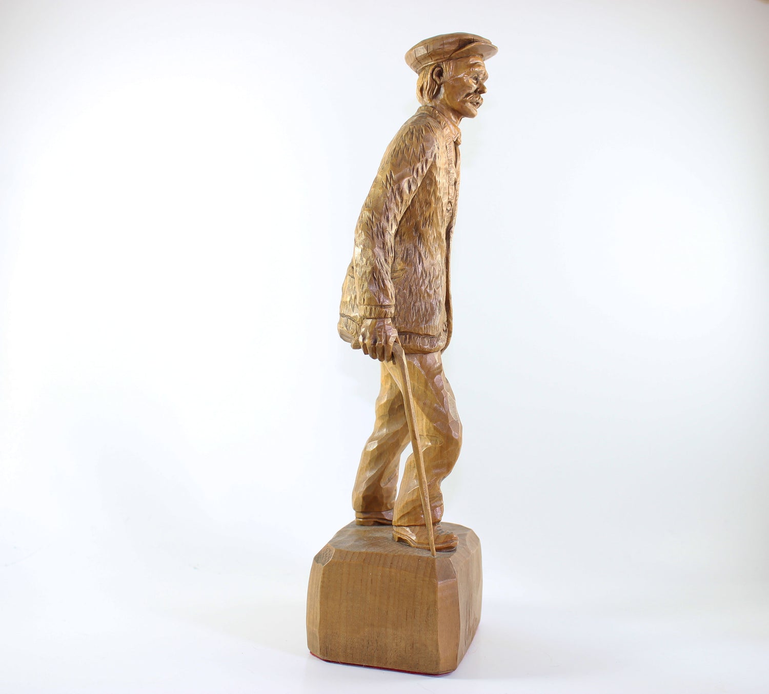 Gaetan Hovington, Wood Sculpture, Elderly Man