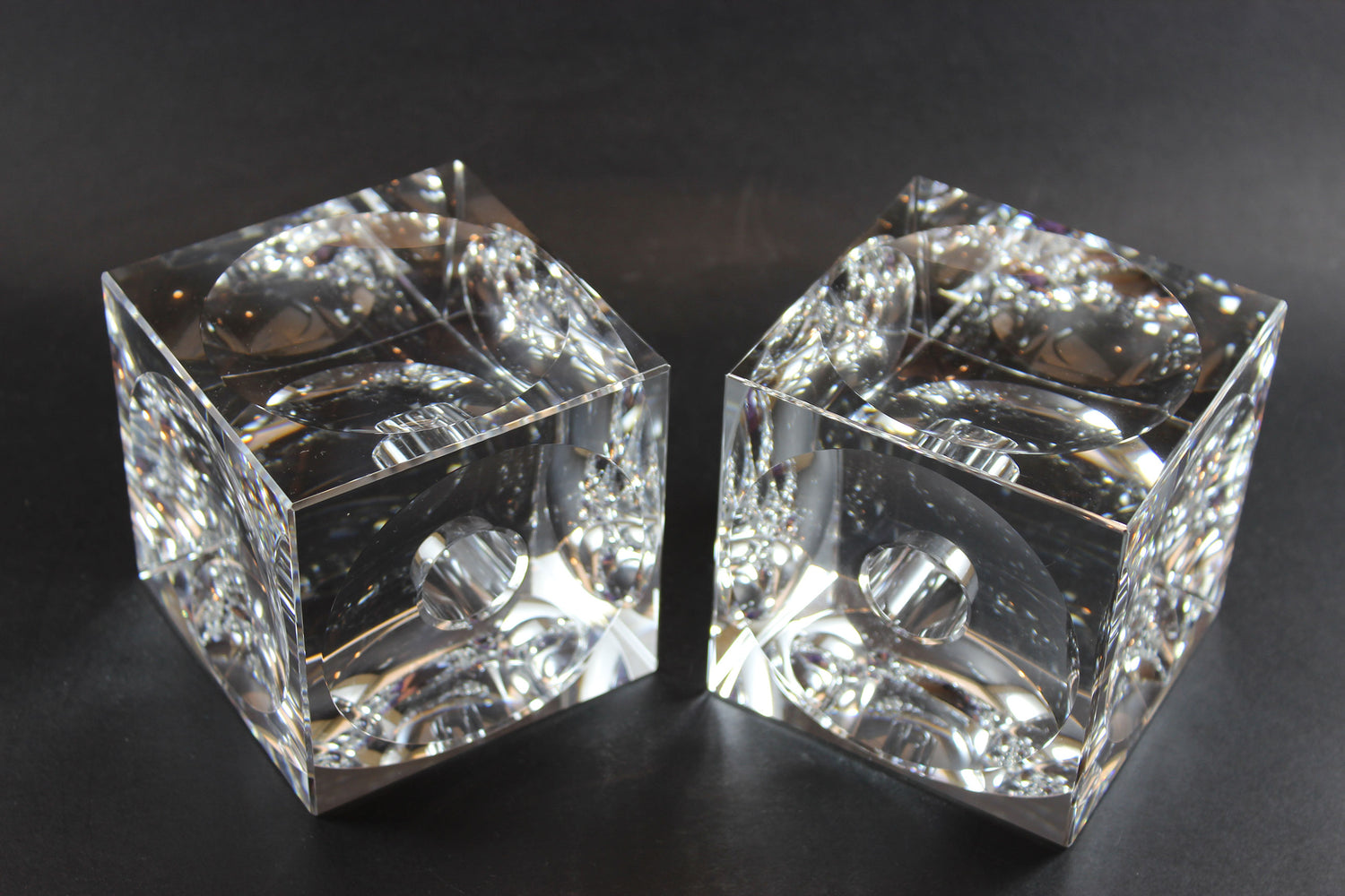 Large Glass Cube Candleholders