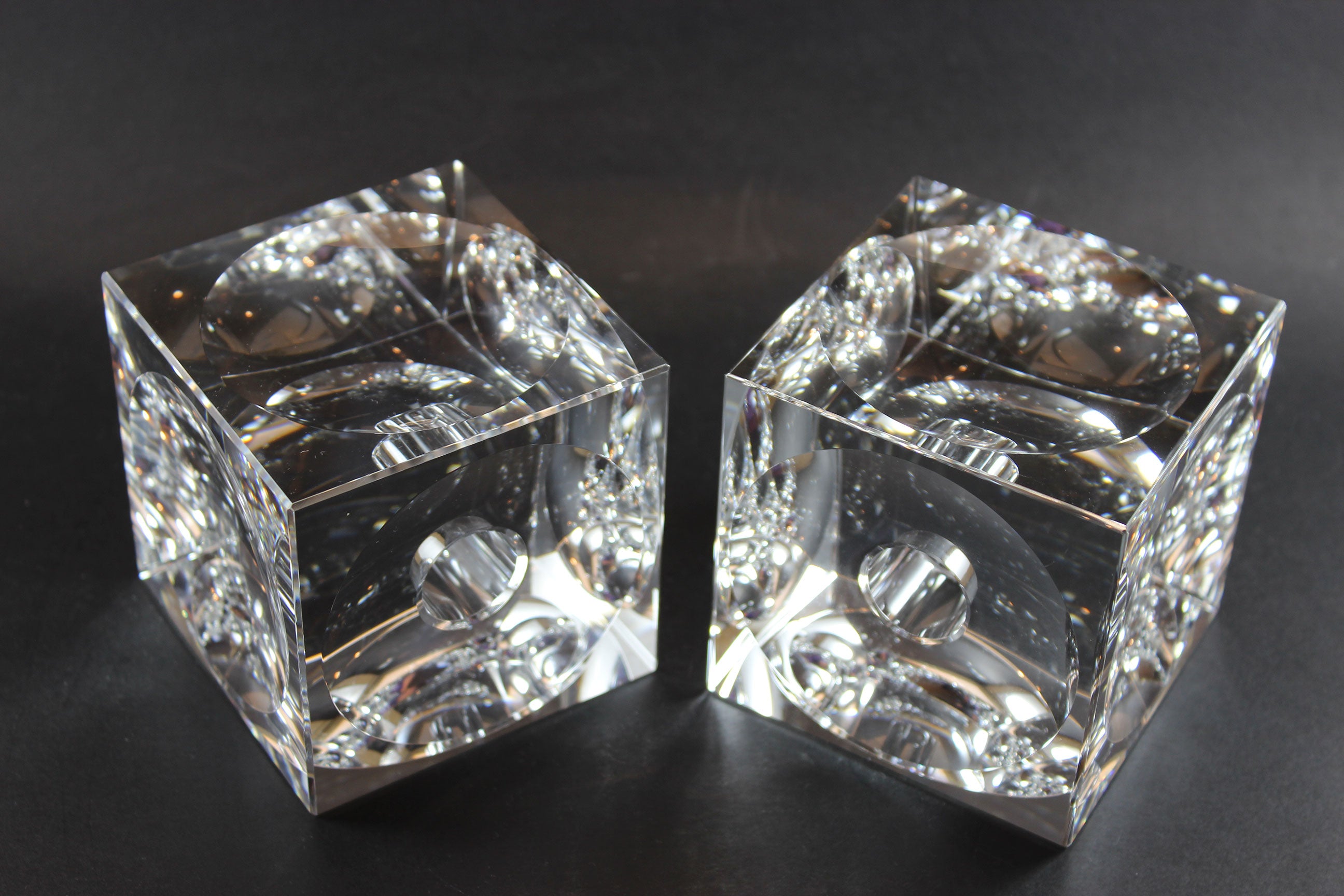 Large Glass Cube Candleholders