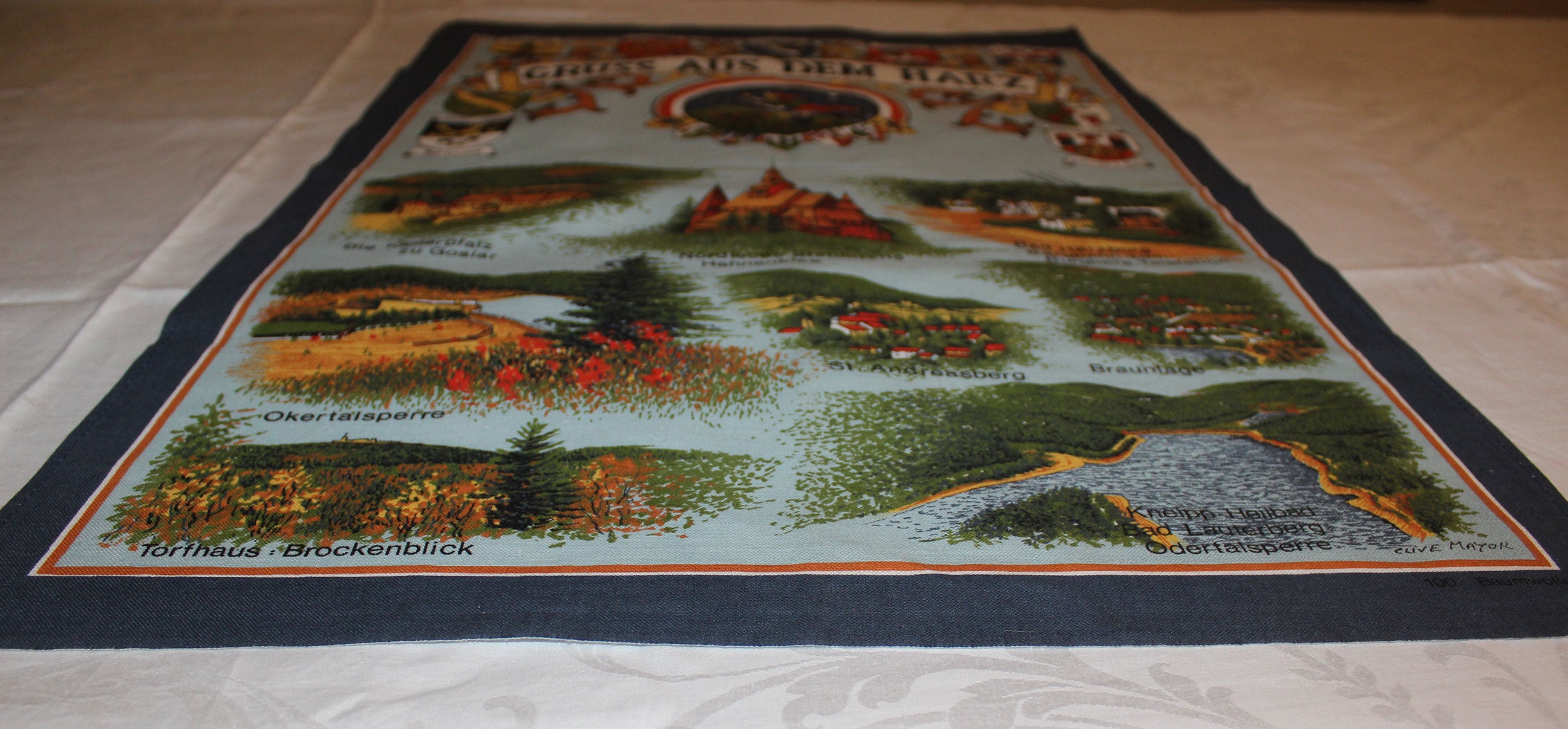 Souvenir Linen Tea Towel, Gruss Aus Dem Harz
