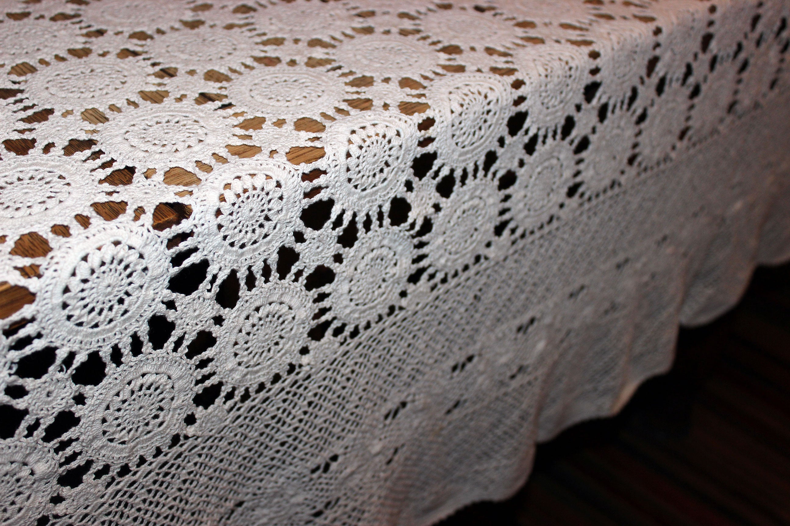 Vintage Hand Crochet Lace Tablecloth