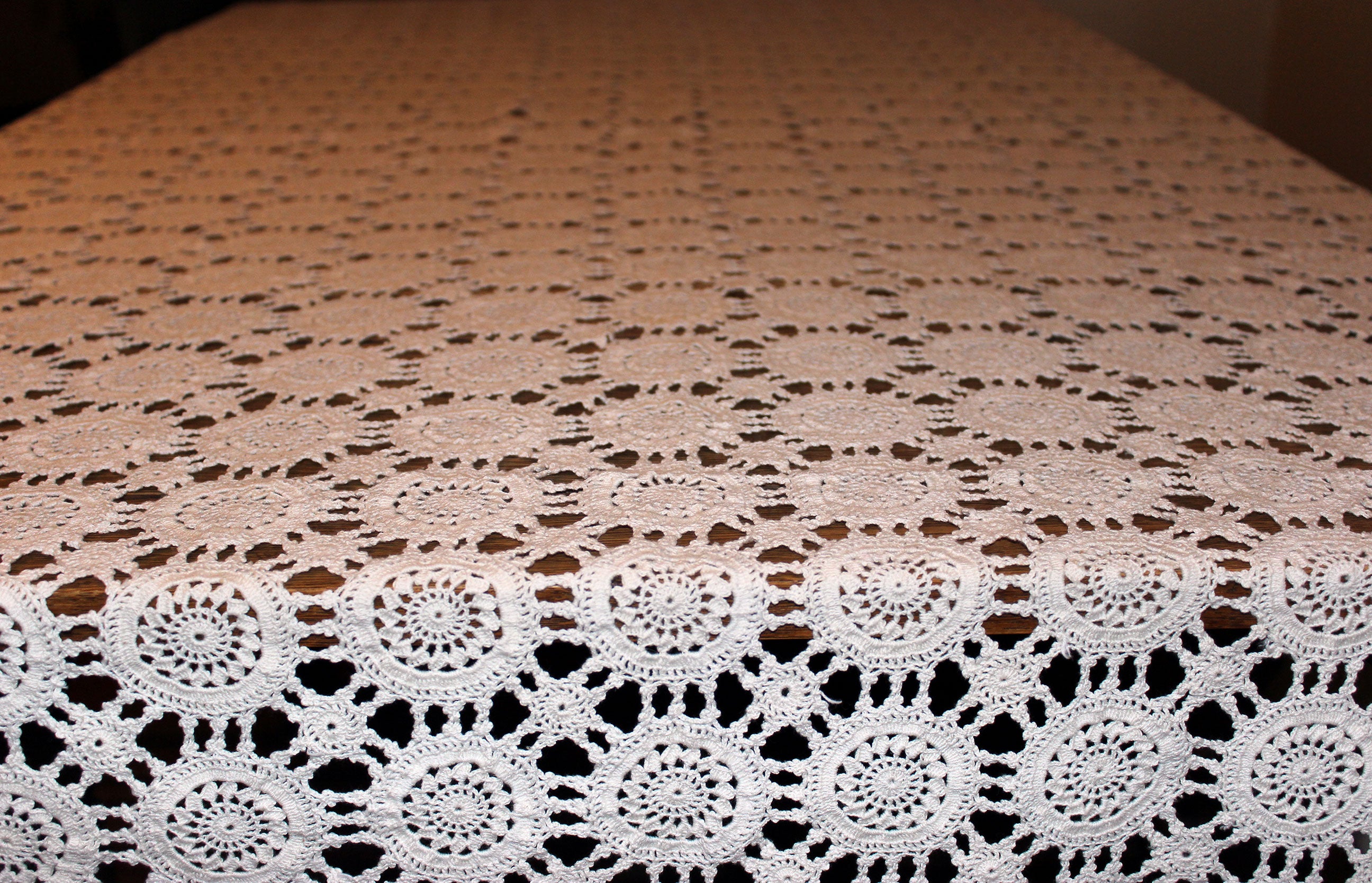 Vintage Hand Crochet Lace Tablecloth