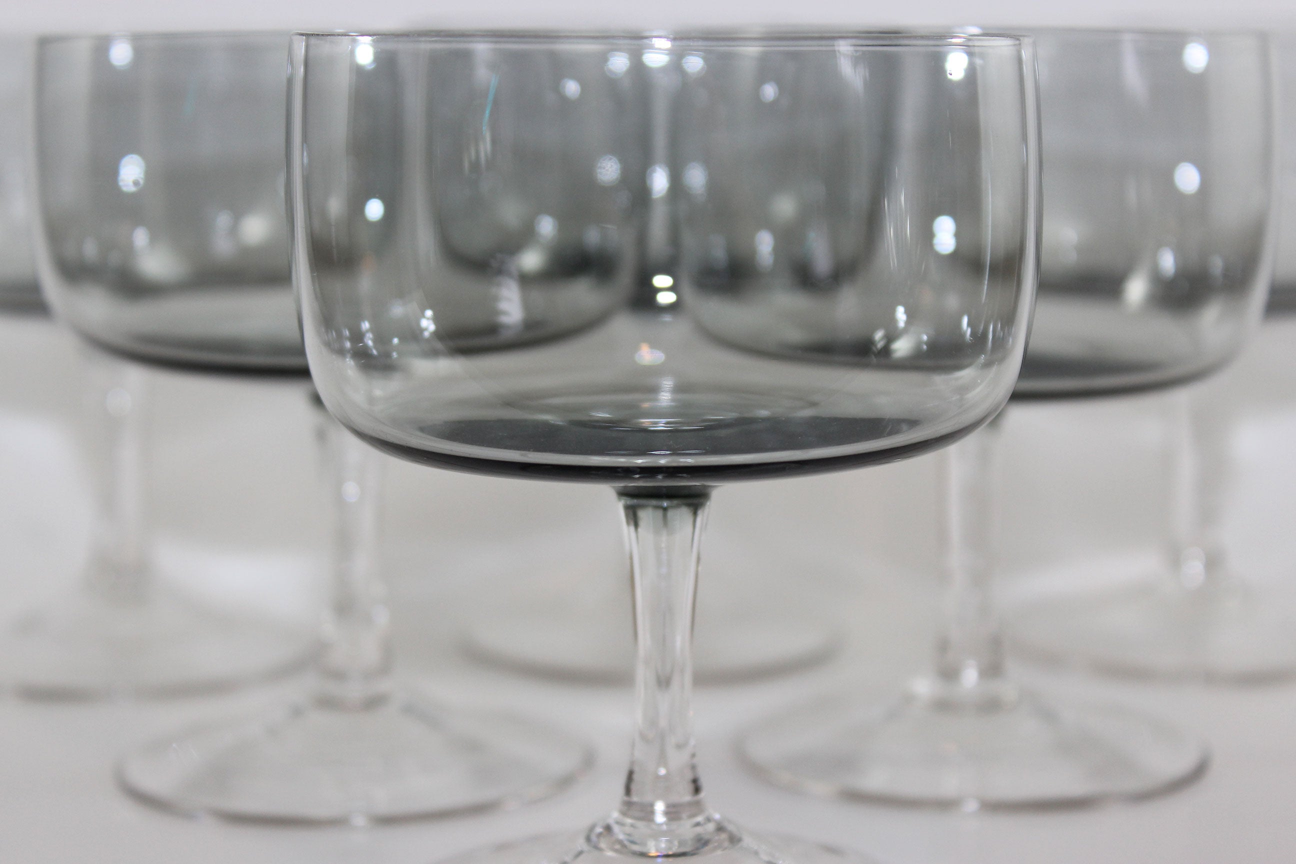Holmegaard Smoke Grey Champagne Coup or High Dessert Glasses