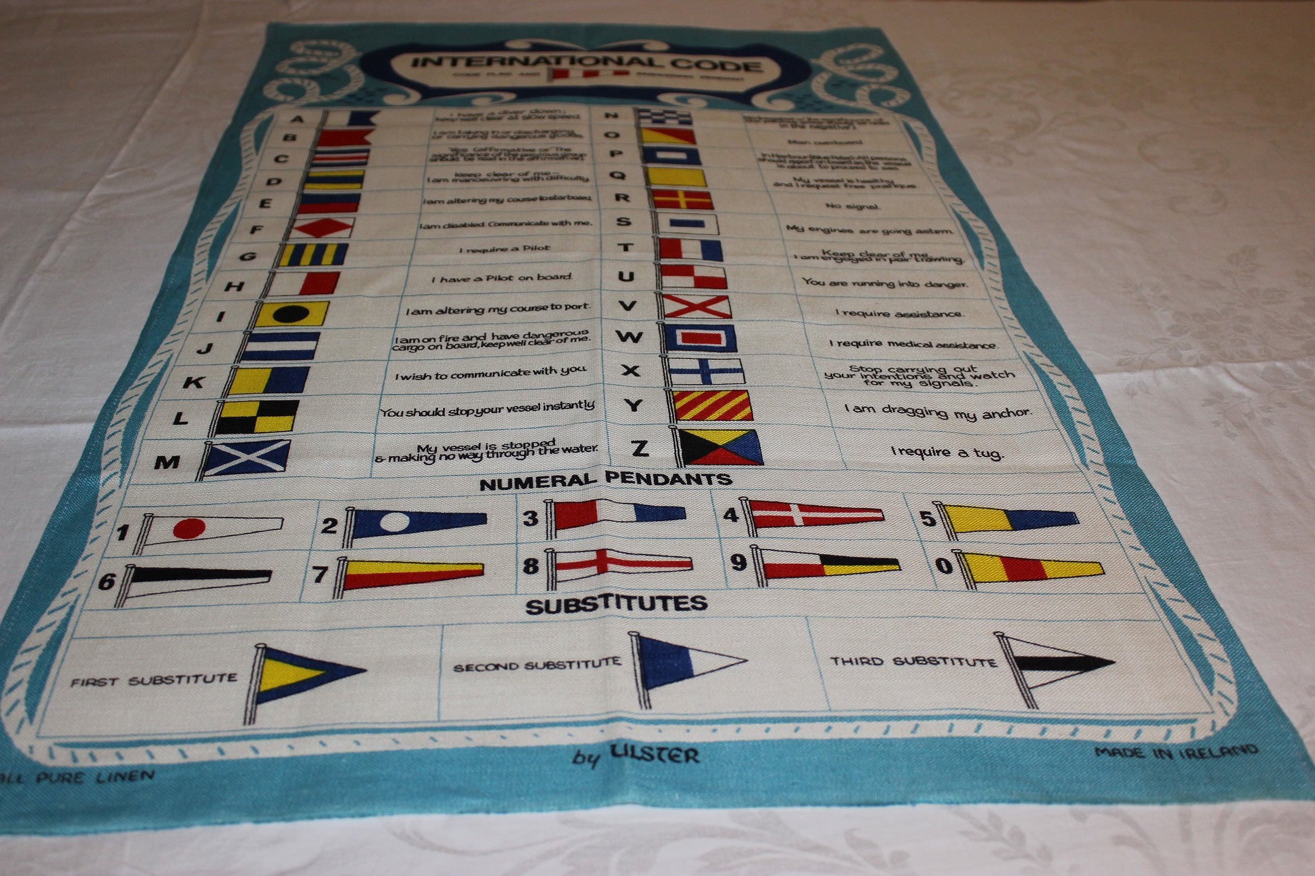 Souvenir Linen Tea Towel, International Sailing Codes