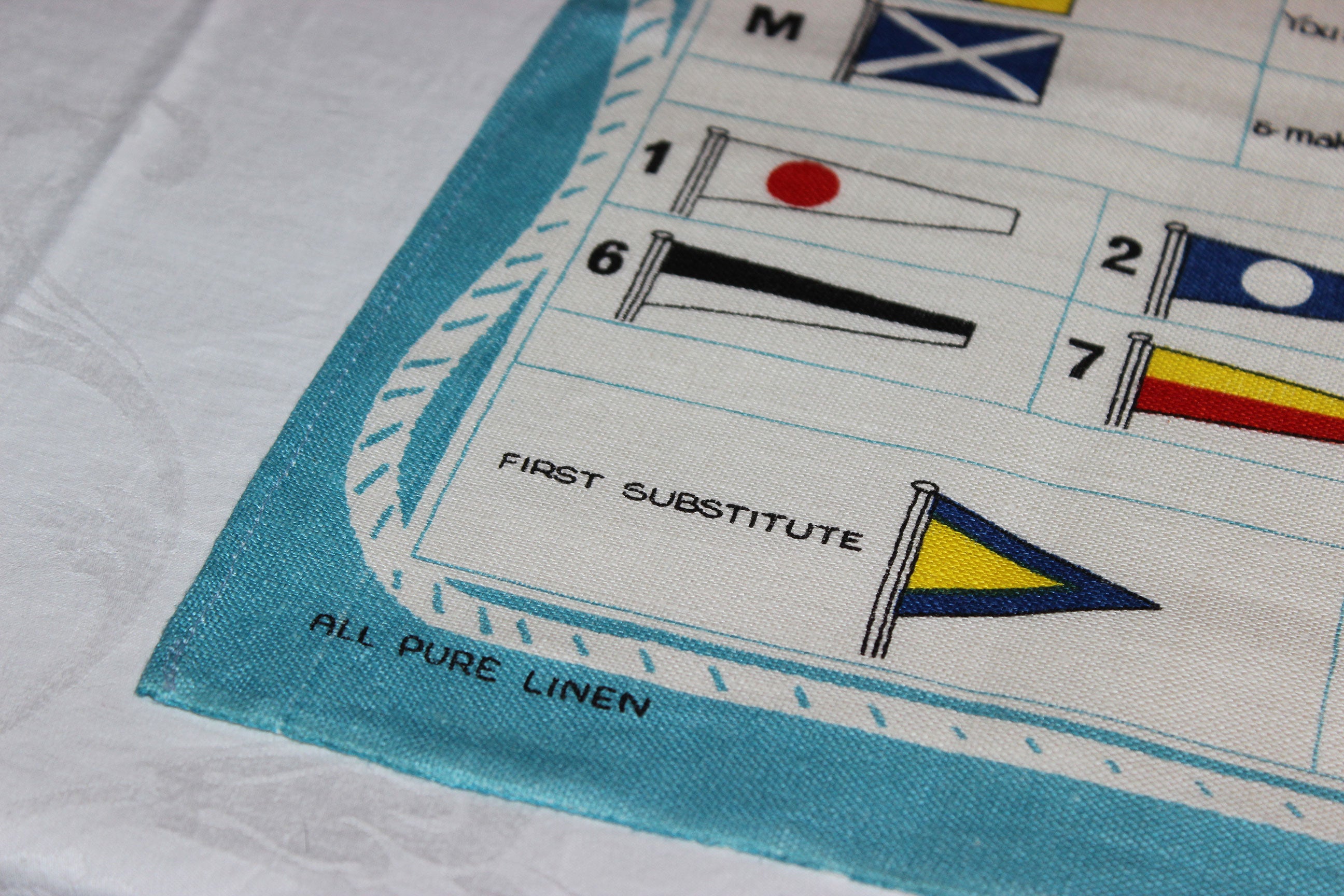 Souvenir Linen Tea Towel, International Sailing Codes