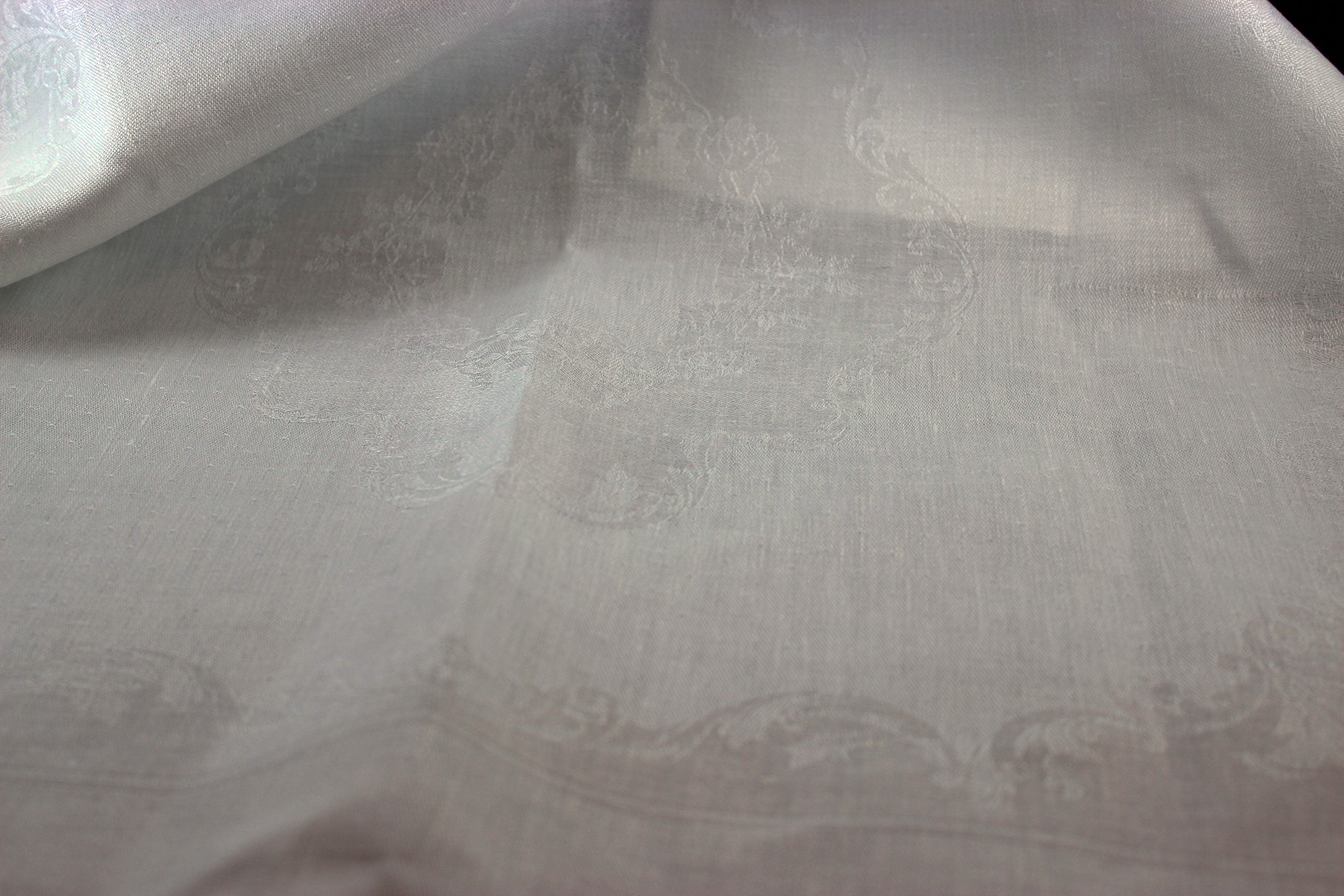 Irish Linen Large Dinner Napkins, Floral and Swirls