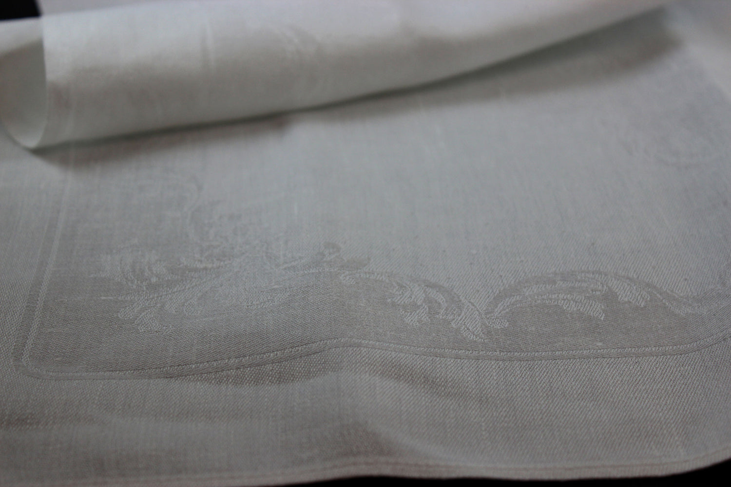 Irish Linen Large Dinner Napkins, Floral and Swirls