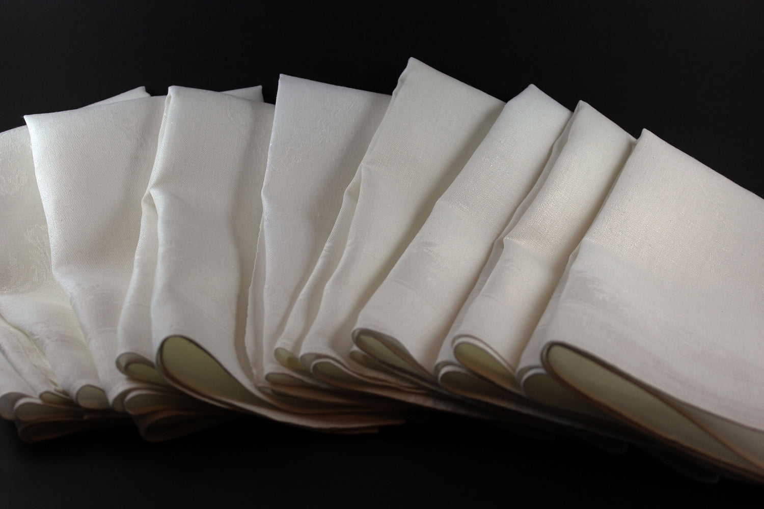 Irish Linen Large Dinner Napkins, Floral and Swirls