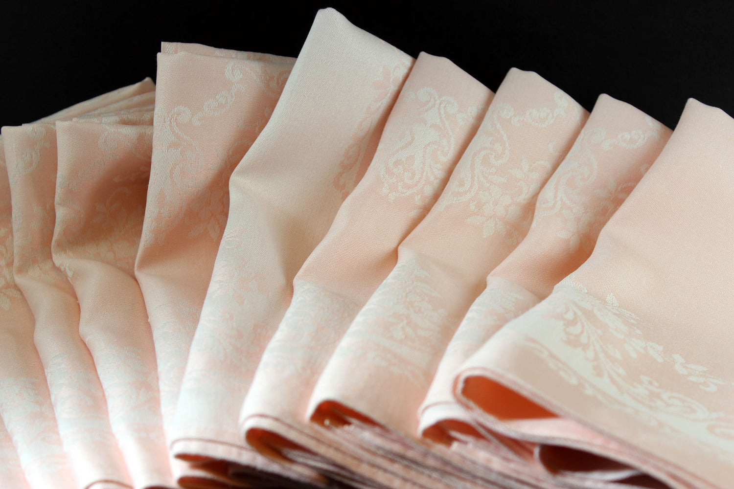Pink Double Damask, Irish Linen, Large Dinner Napkins