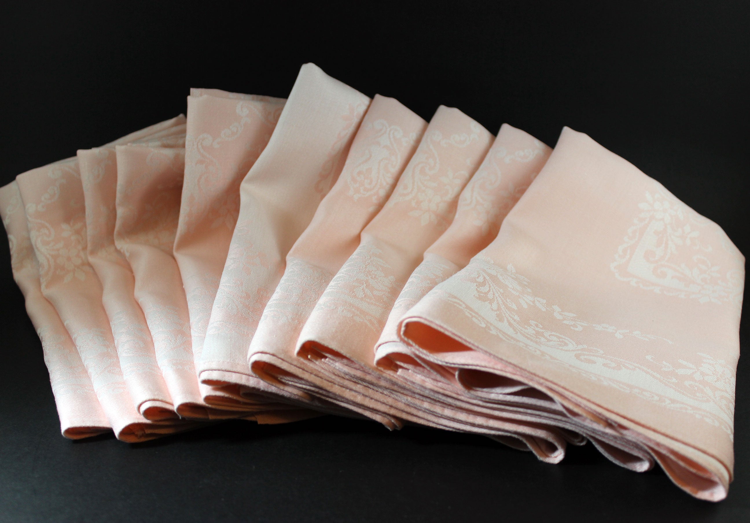 Pink Double Damask, Irish Linen, Large Dinner Napkins