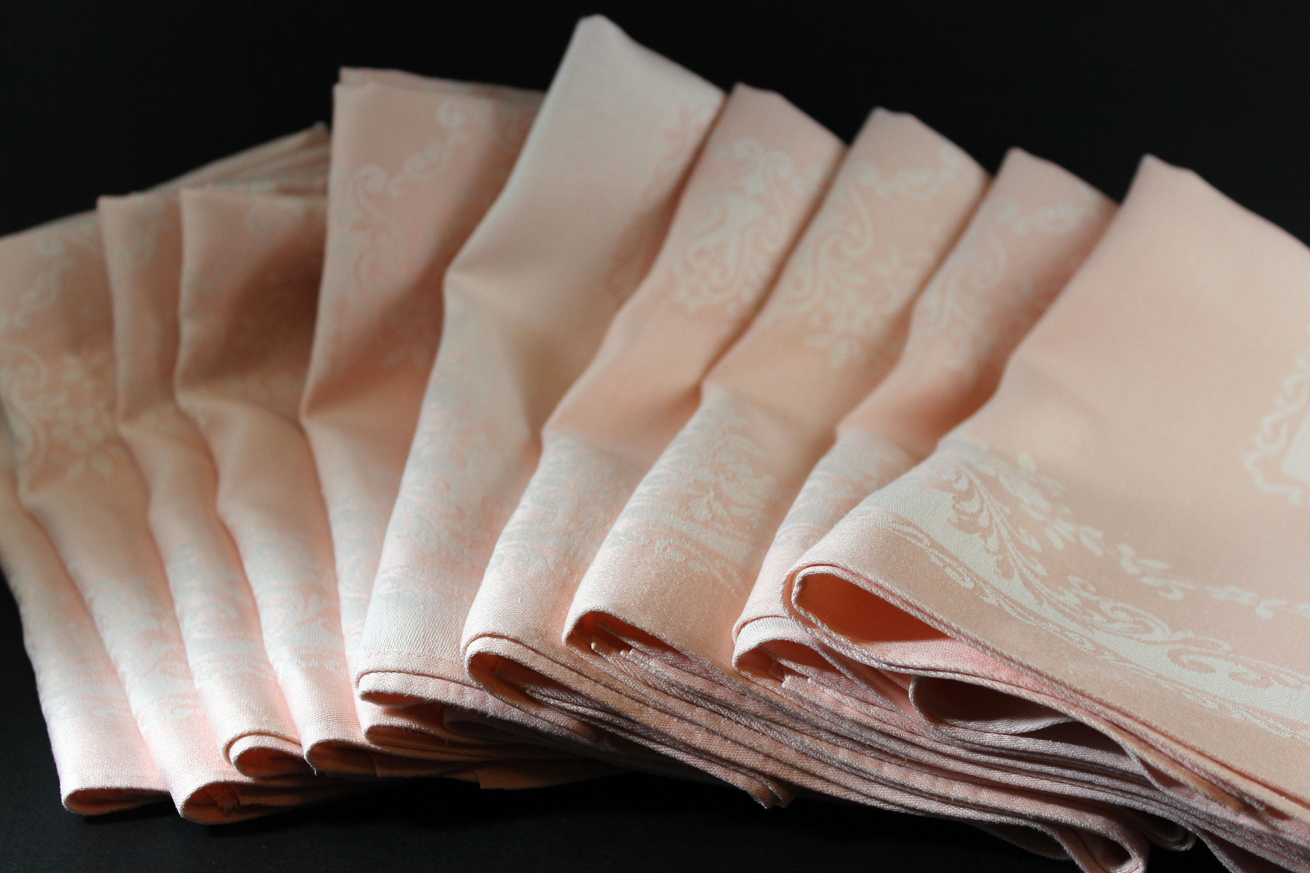 Pink Double Damask, Irish Linen, Large Dinner Napkins