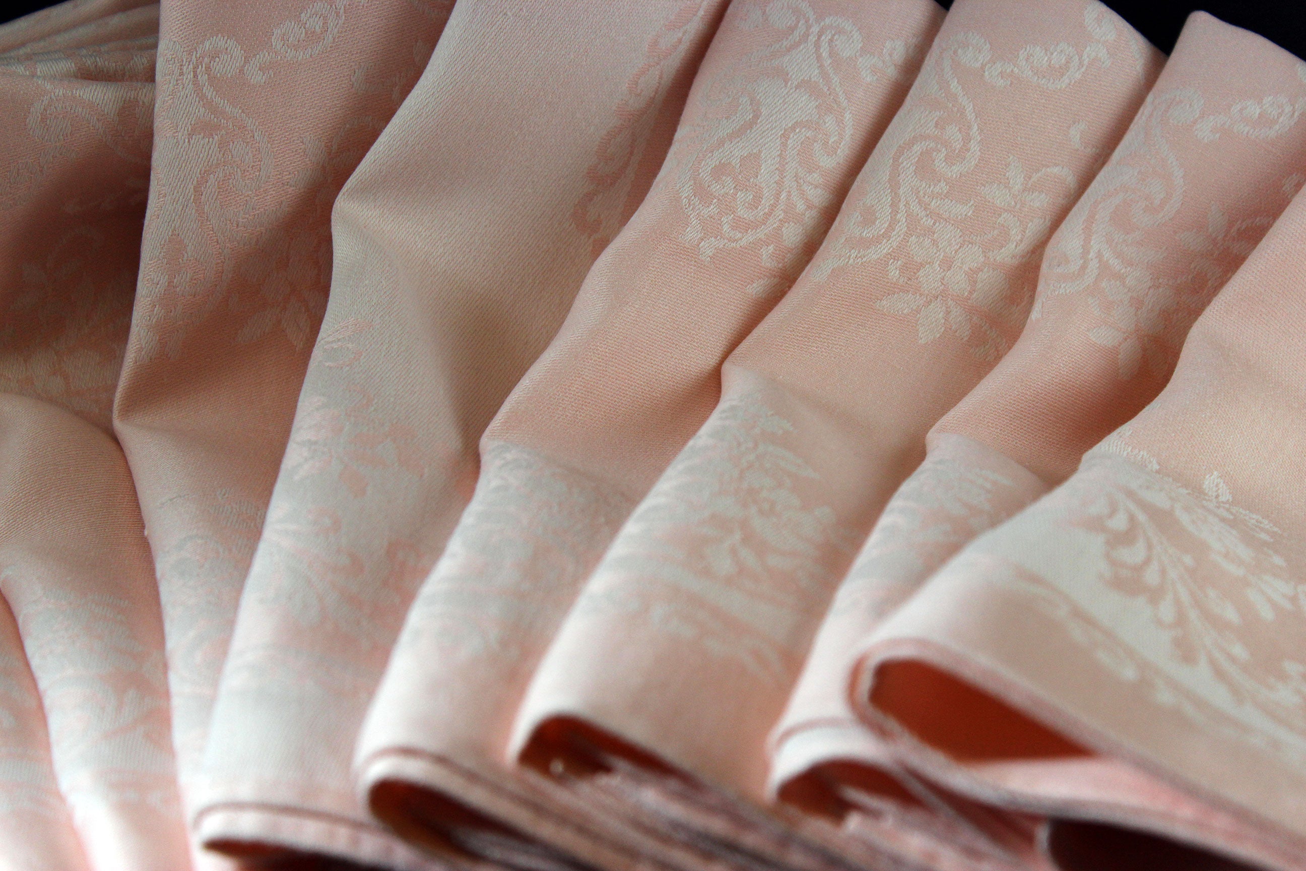 Pink Double Damask, Irish Linen, Large Dinner Napkins