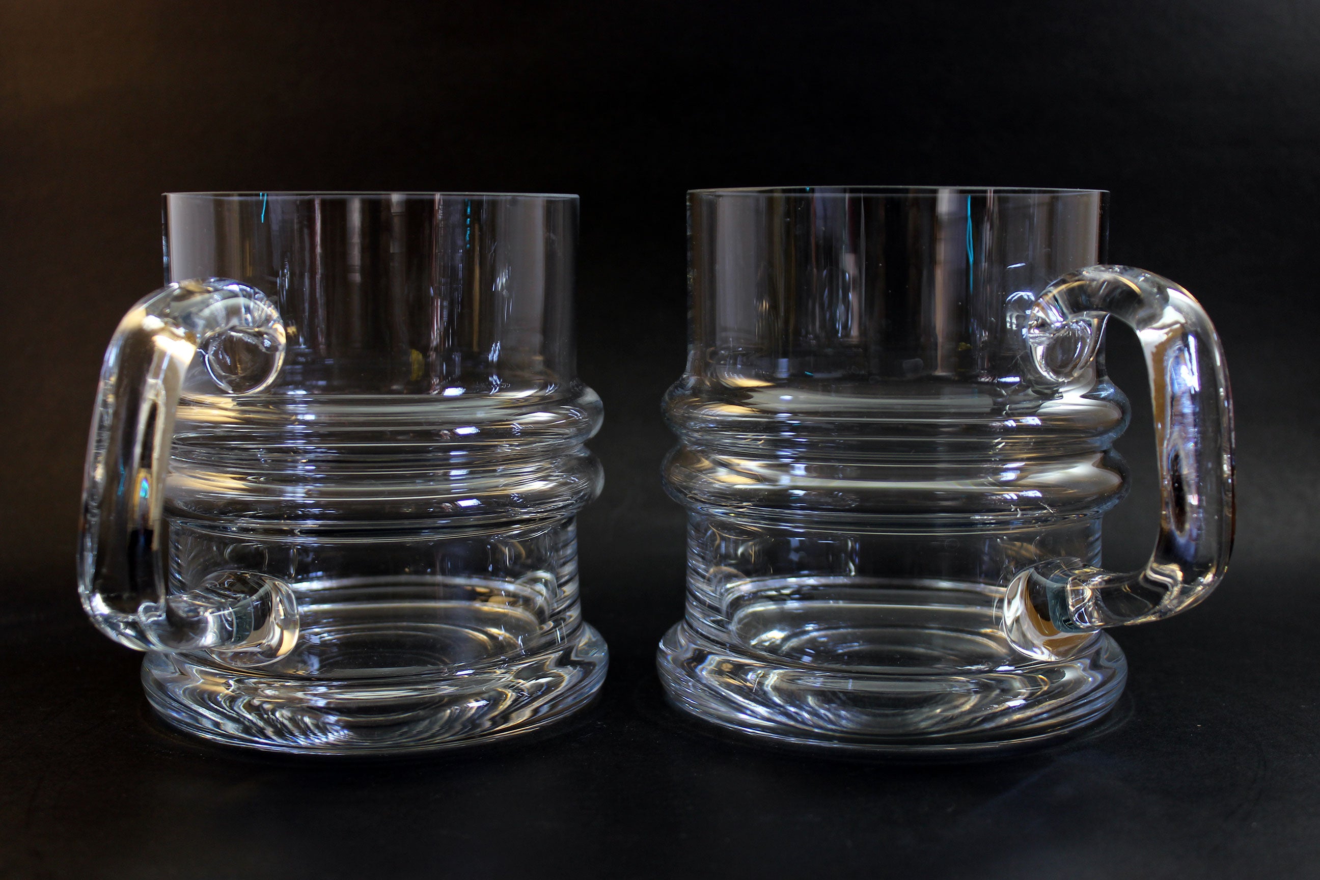 Krosno Blown Glass Ripple Beer Mugs