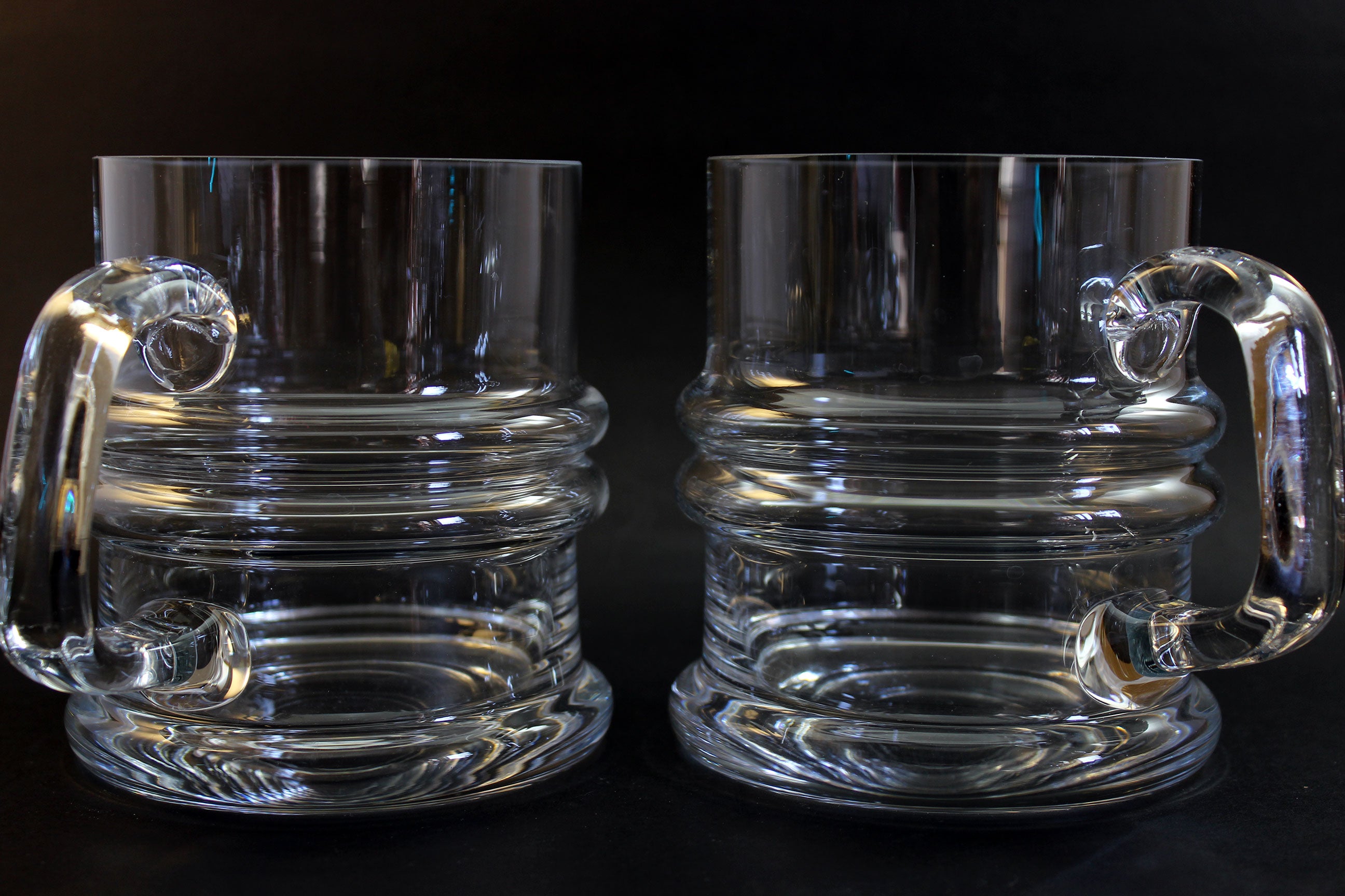 Krosno Blown Glass Ripple Beer Mugs