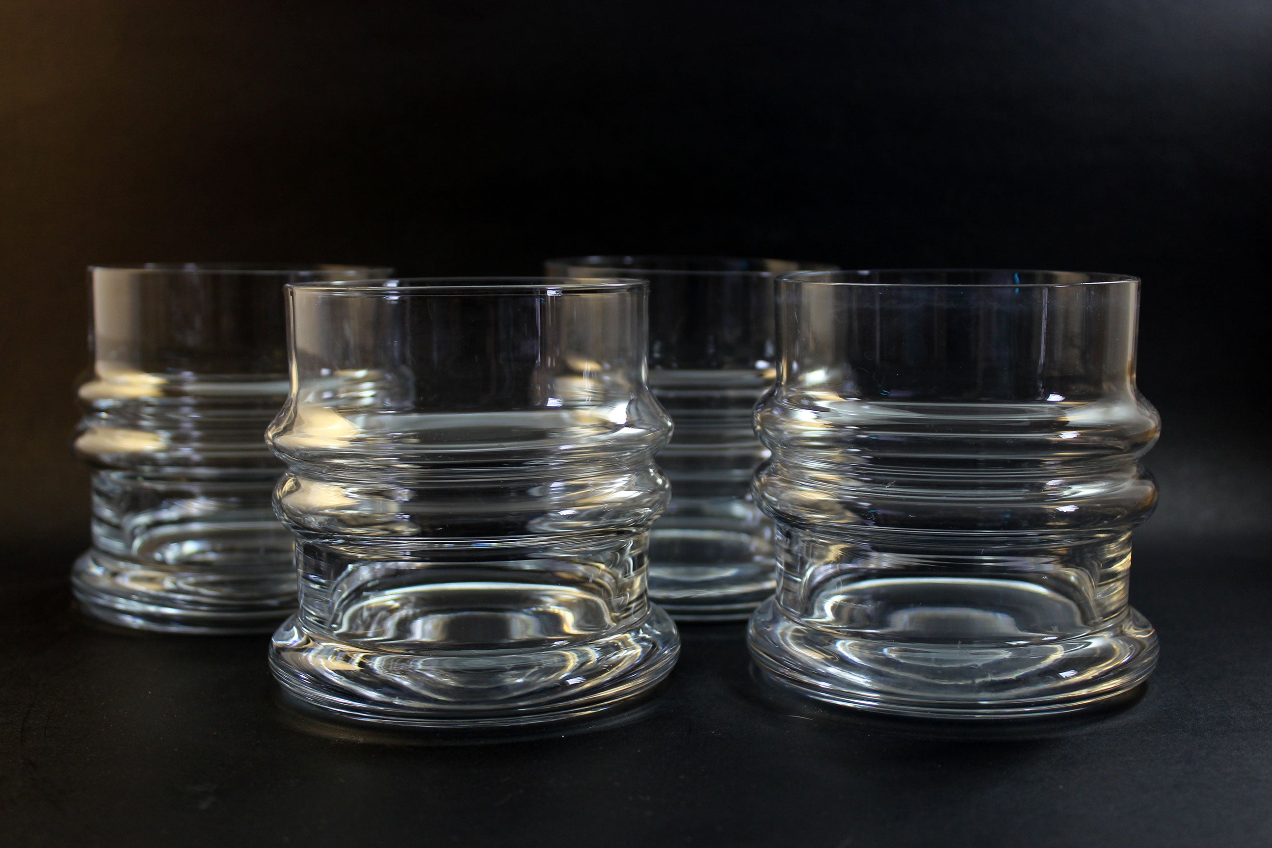 Krosno Blown Glass Ripple Double Old Fashioned Glasses