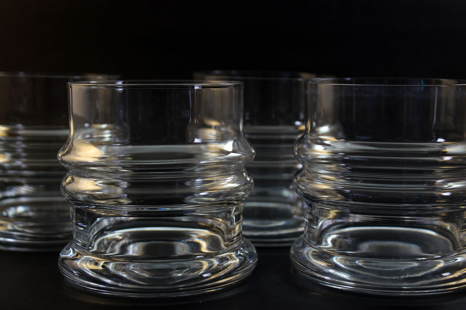 Krosno Blown Glass Ripple Double Old Fashioned Glasses