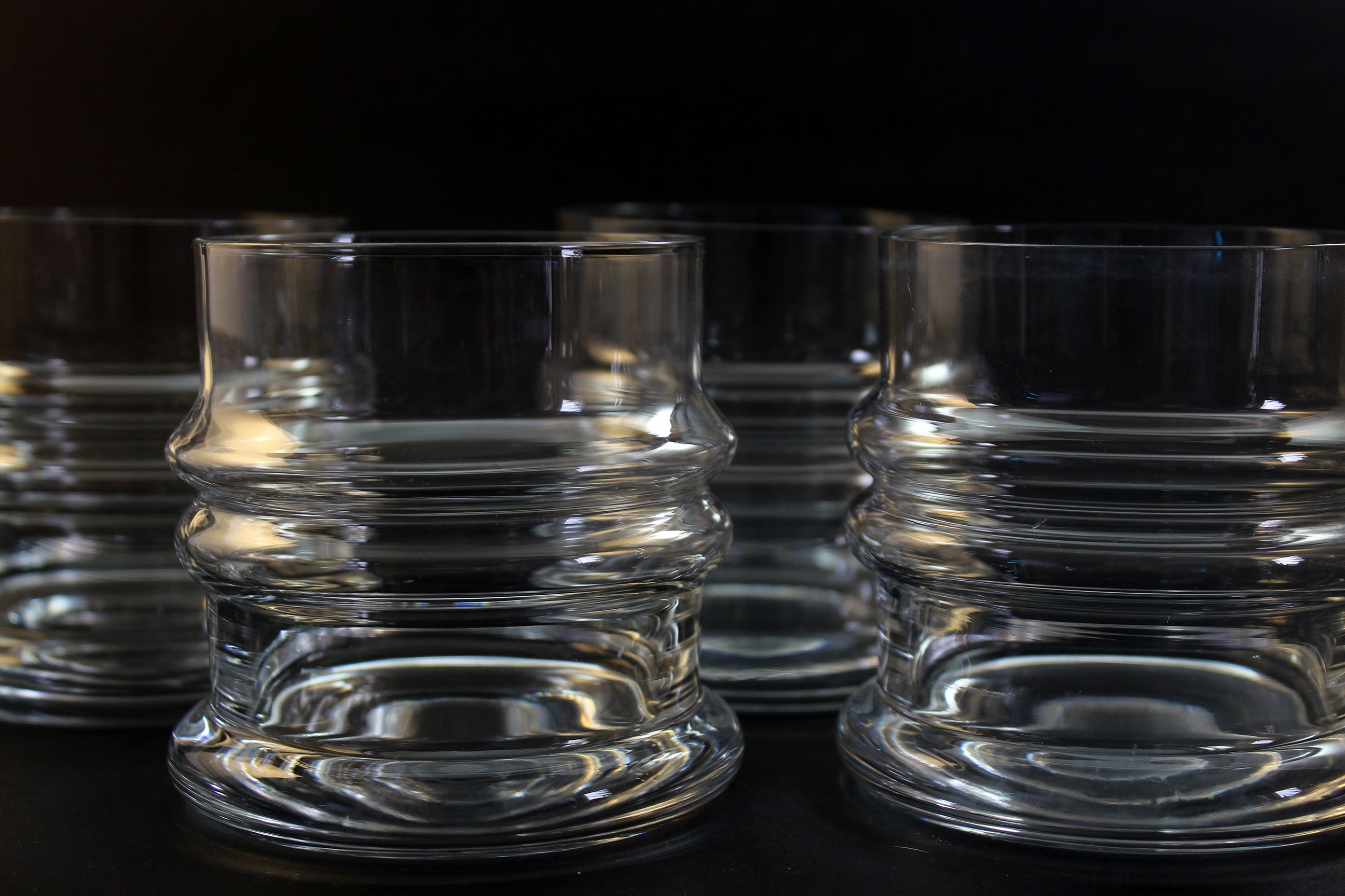 Krosno Blown Glass Ripple Double Old Fashioned Glasses