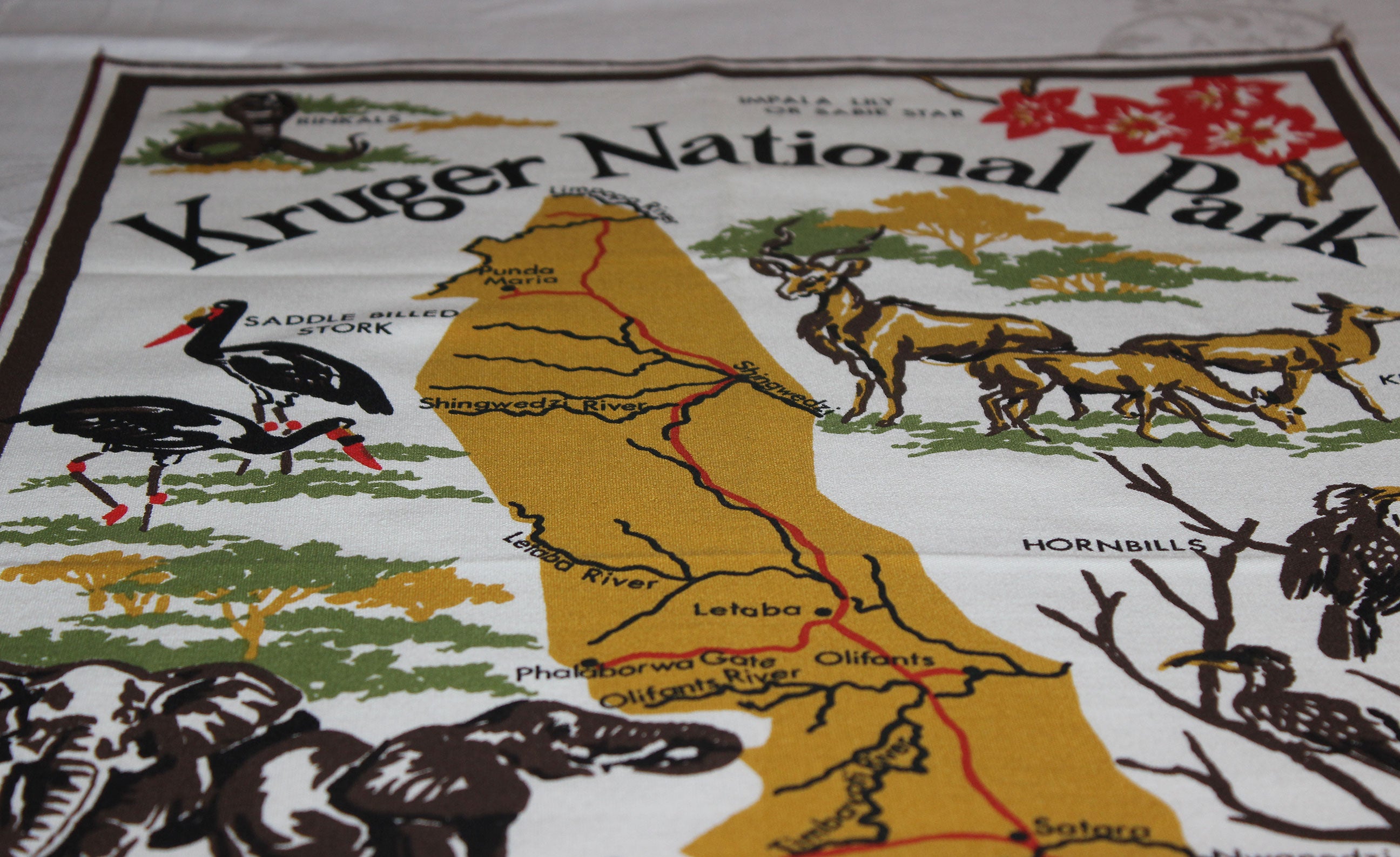 Souvenir Linen Tea Towel, Kruger National Park
