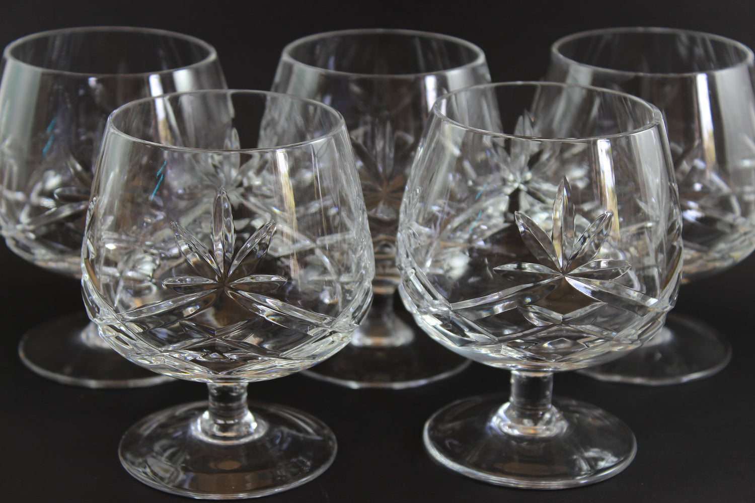 Large Cut Crystal Brandy or Cognac Glasses