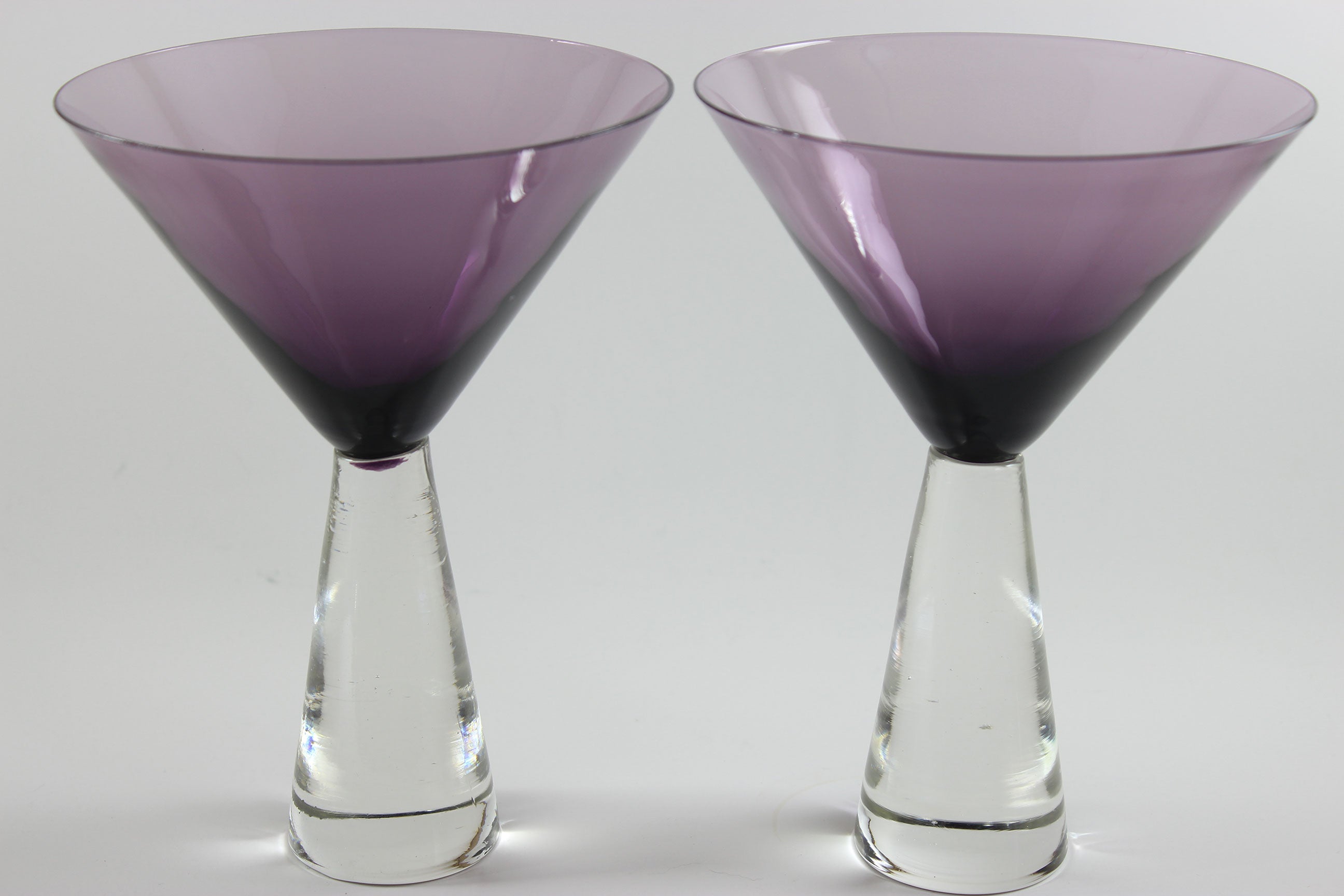 Large, Heavy Crystal, Martini Glasses, Amethyst Bowl
