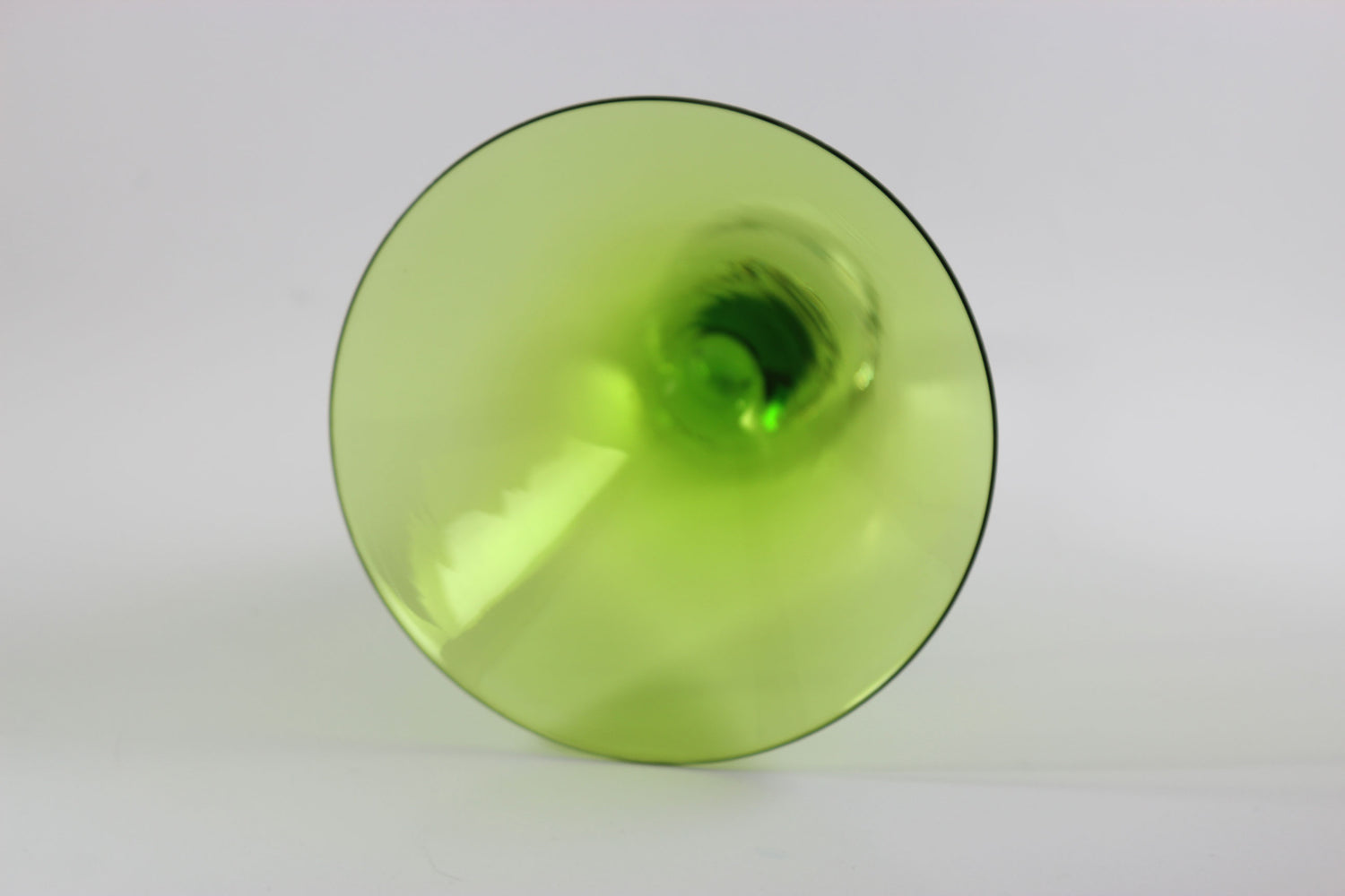 Large, Heavy Crystal, Martini Glasses, Green Bowl