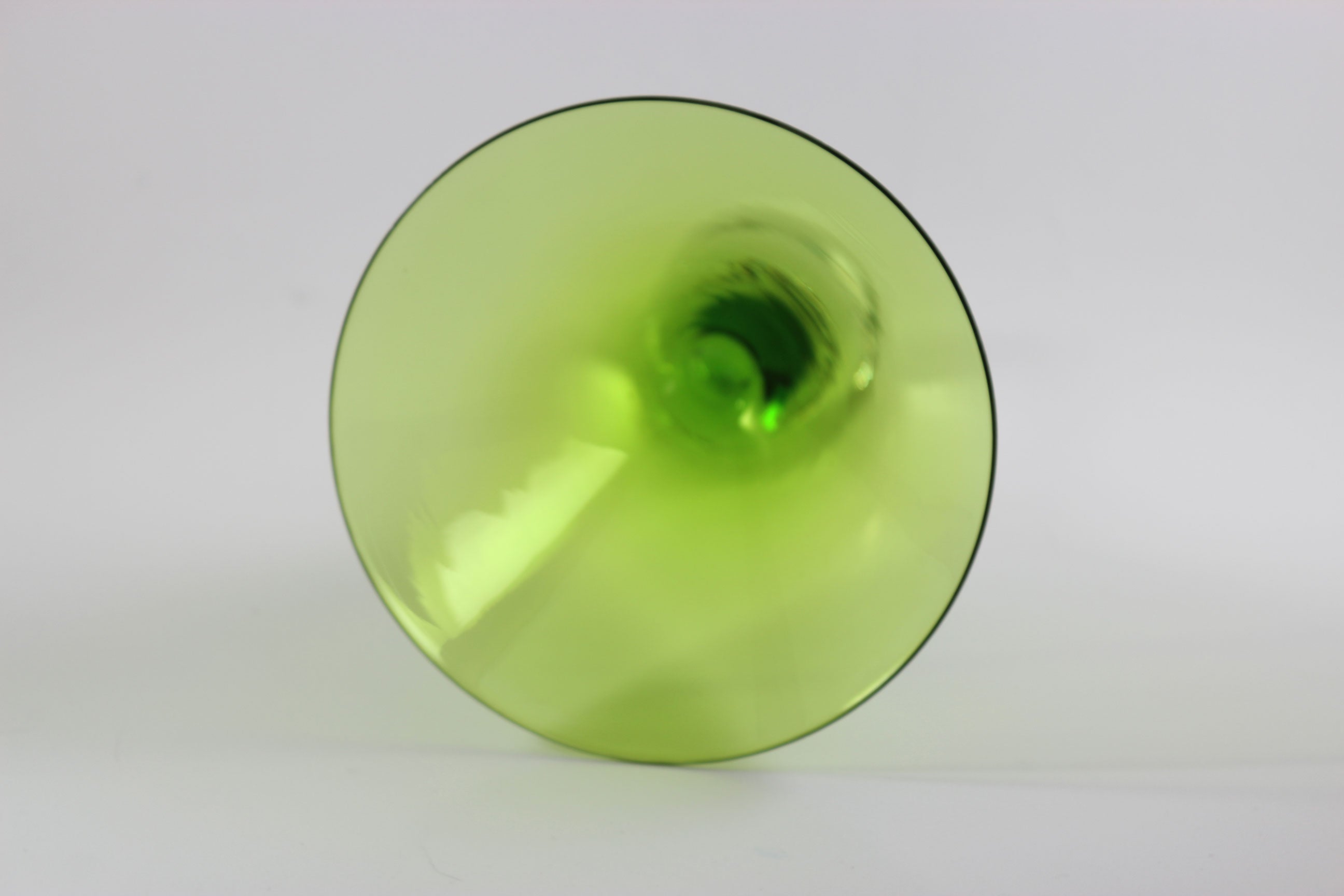 Large, Heavy Crystal, Martini Glasses, Green Bowl