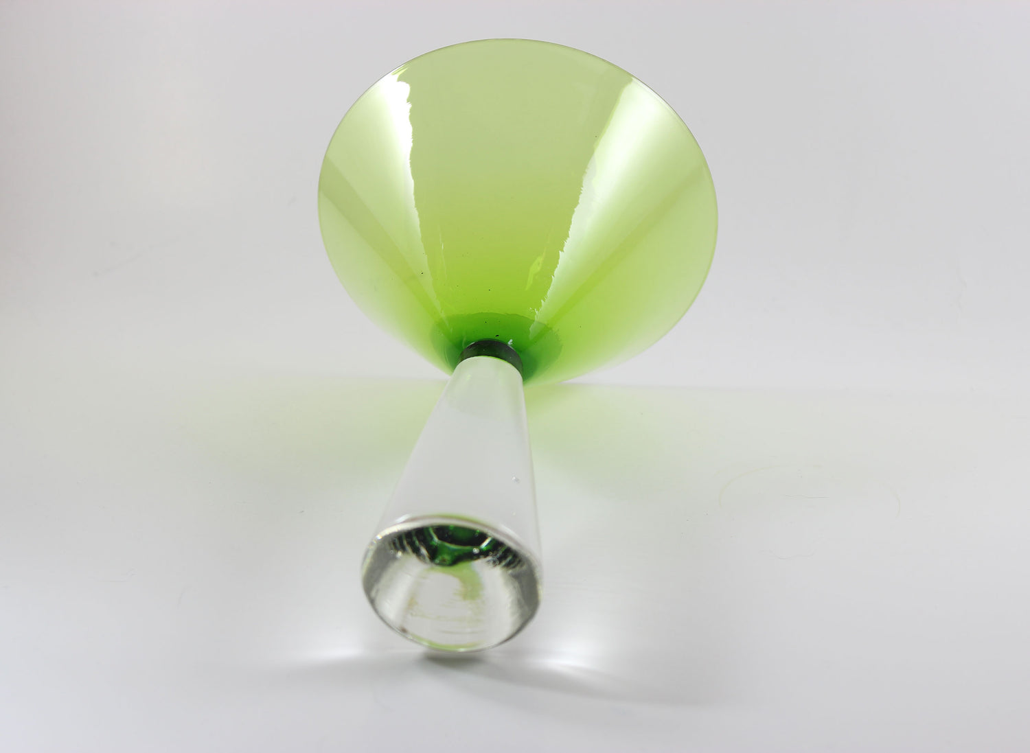 Large, Heavy Crystal, Martini Glasses, Green Bowl