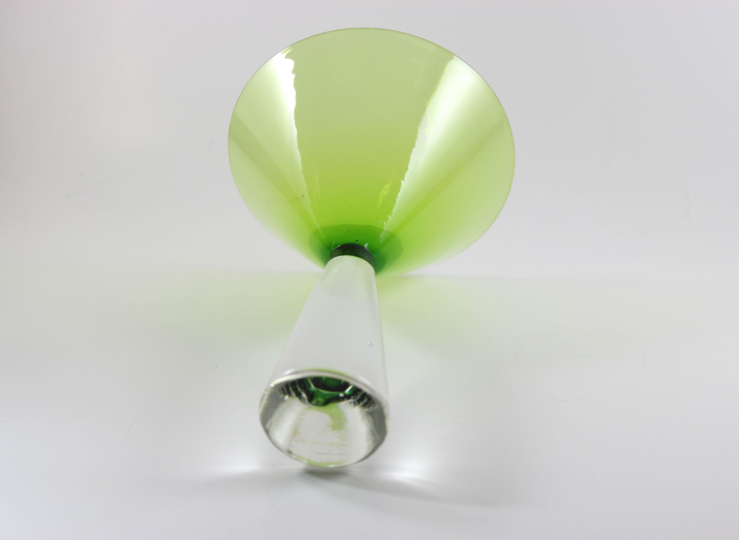 Large, Heavy Crystal, Martini Glasses, Green Bowl