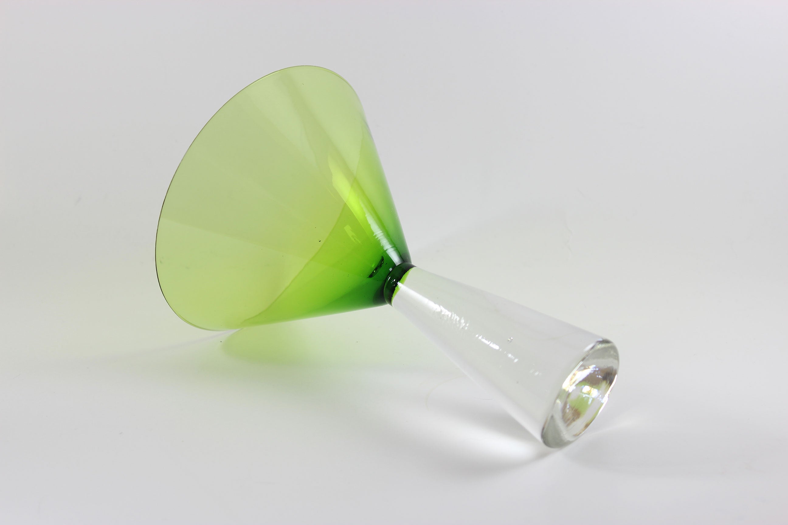 Large, Heavy Crystal, Martini Glasses, Green Bowl