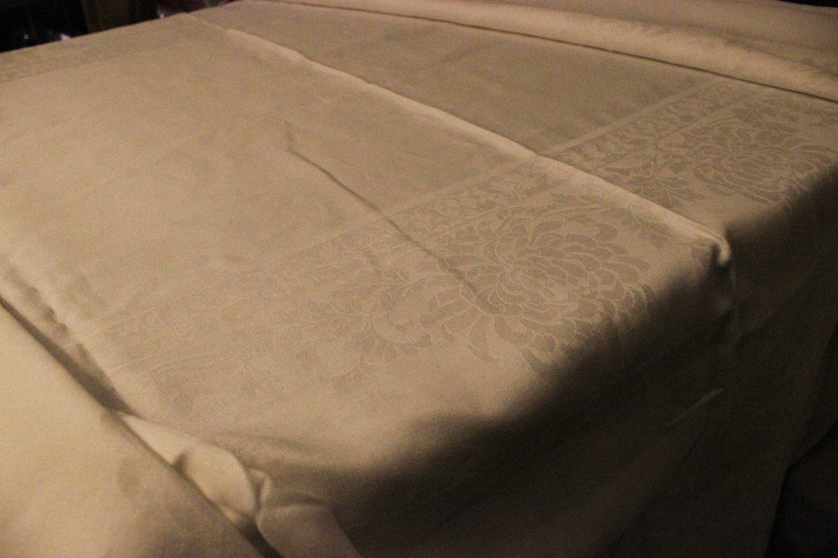 Large Double Damask Irish Linen Tablecloth