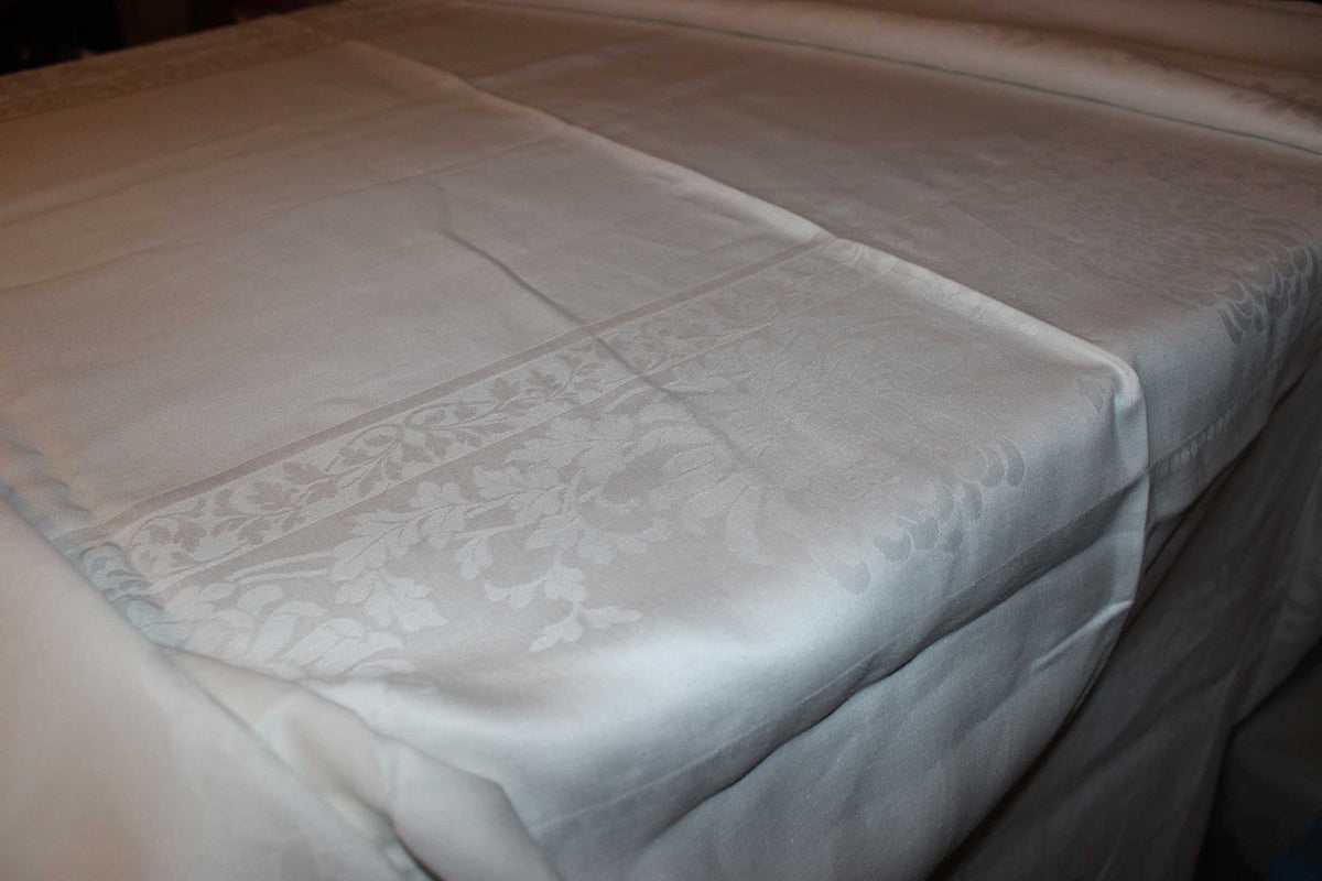 Large Double Damask Irish Linen Tablecloth
