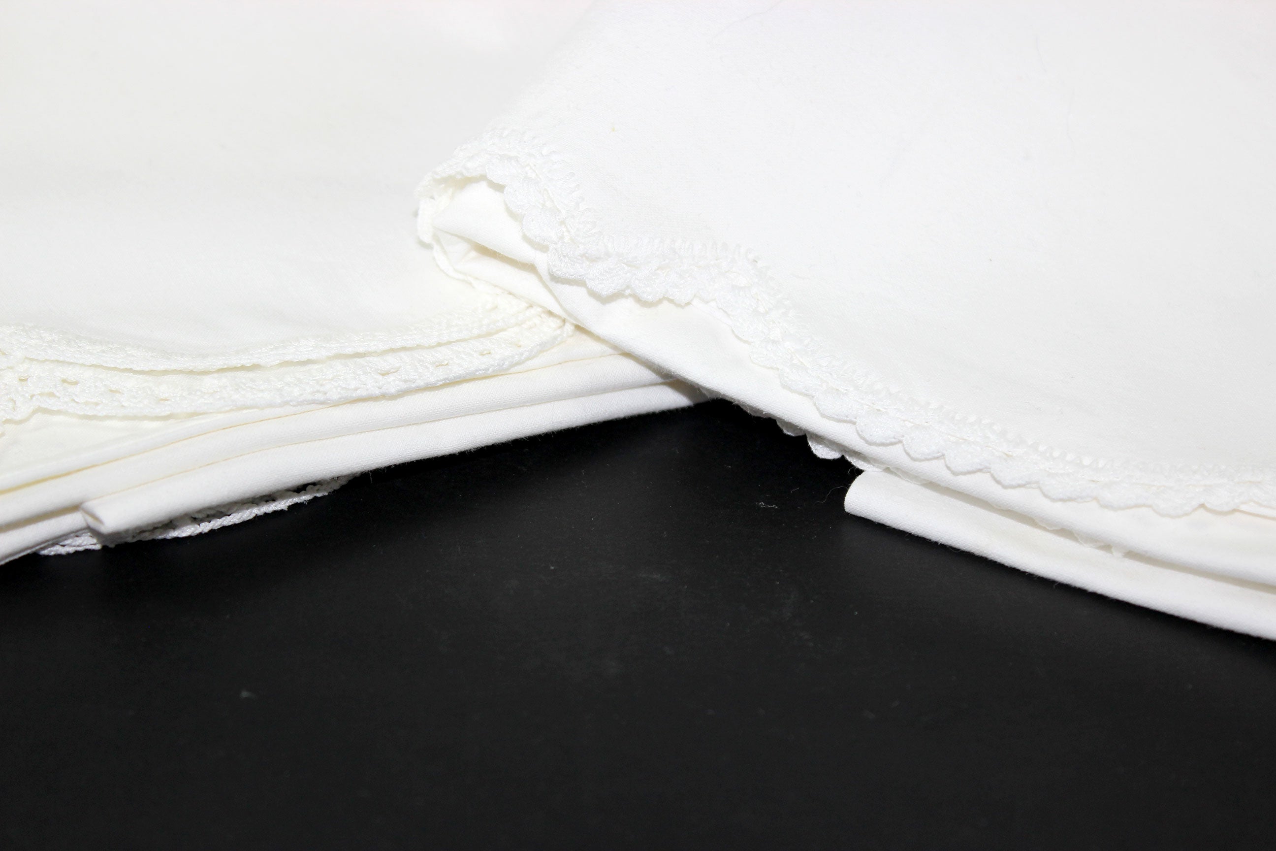 Vintage Linen with Lace Crochet Edged Pillowcases