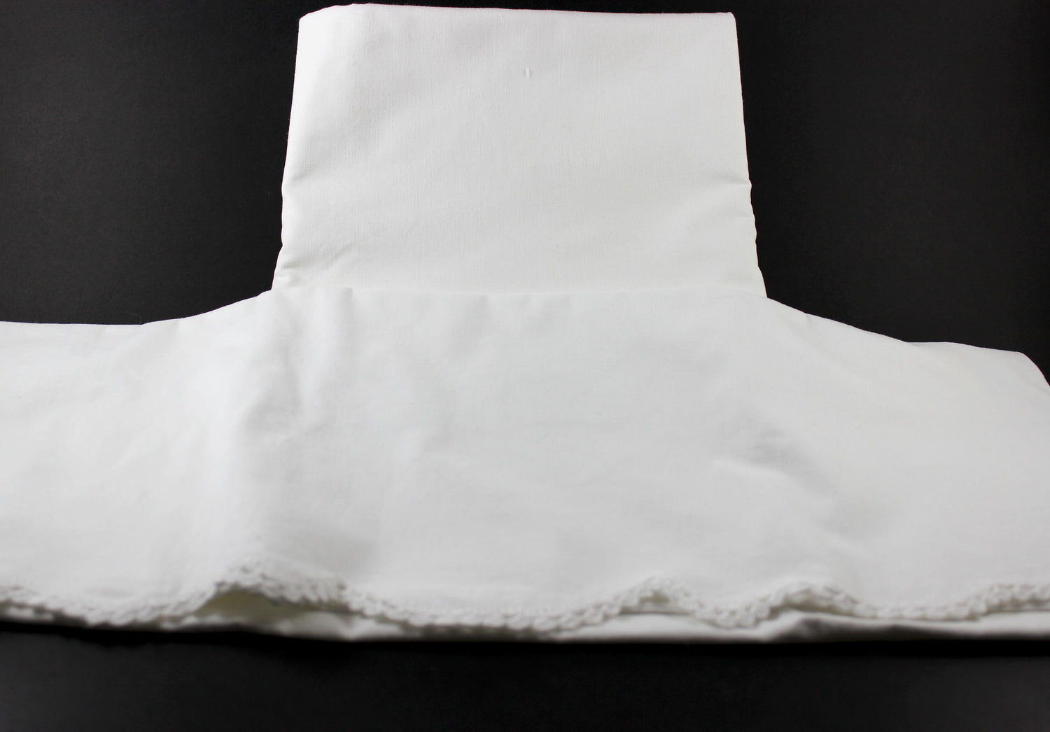 Vintage Linen with Lace Crochet Edged Pillowcases