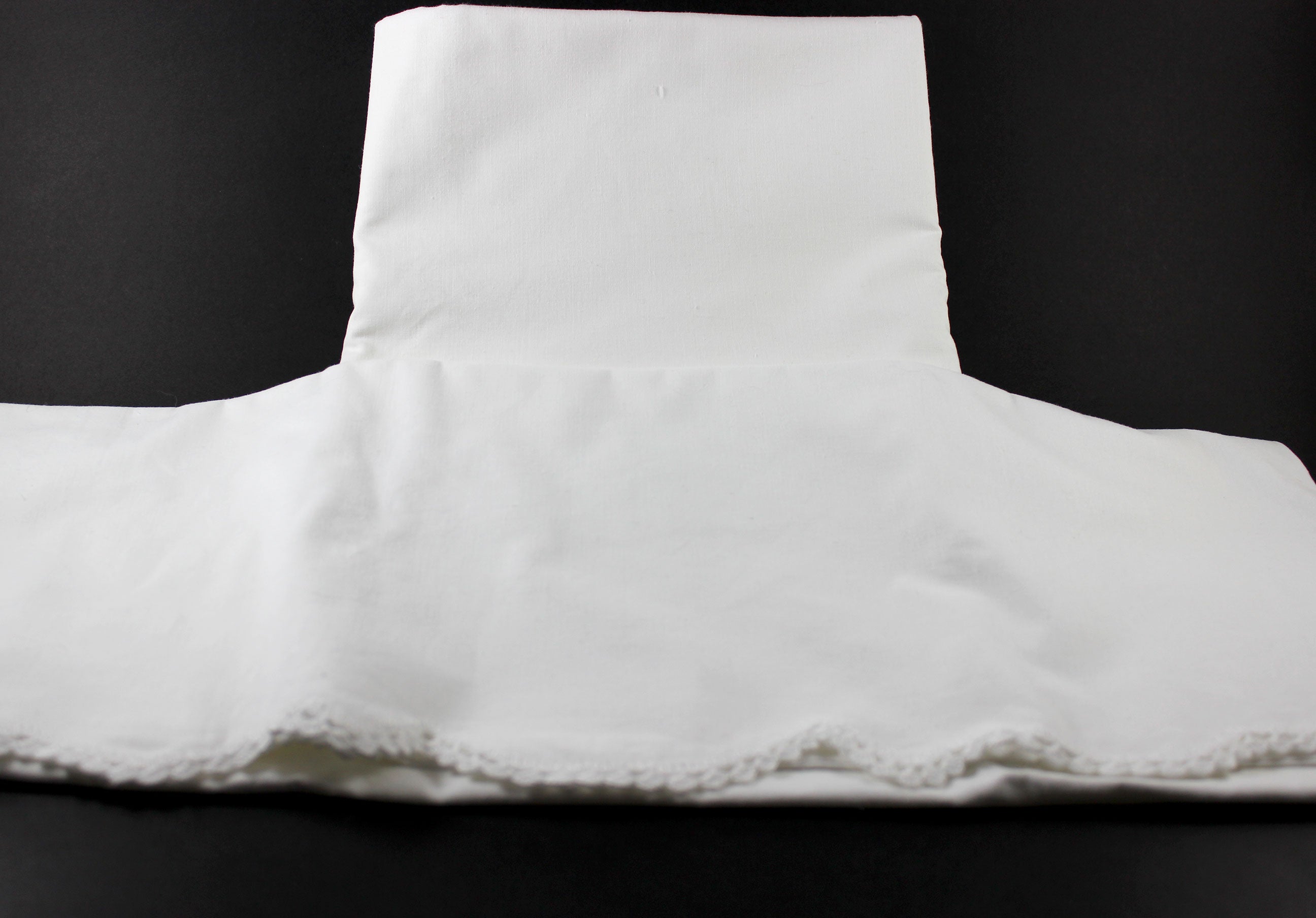 Vintage Linen with Lace Crochet Edged Pillowcases