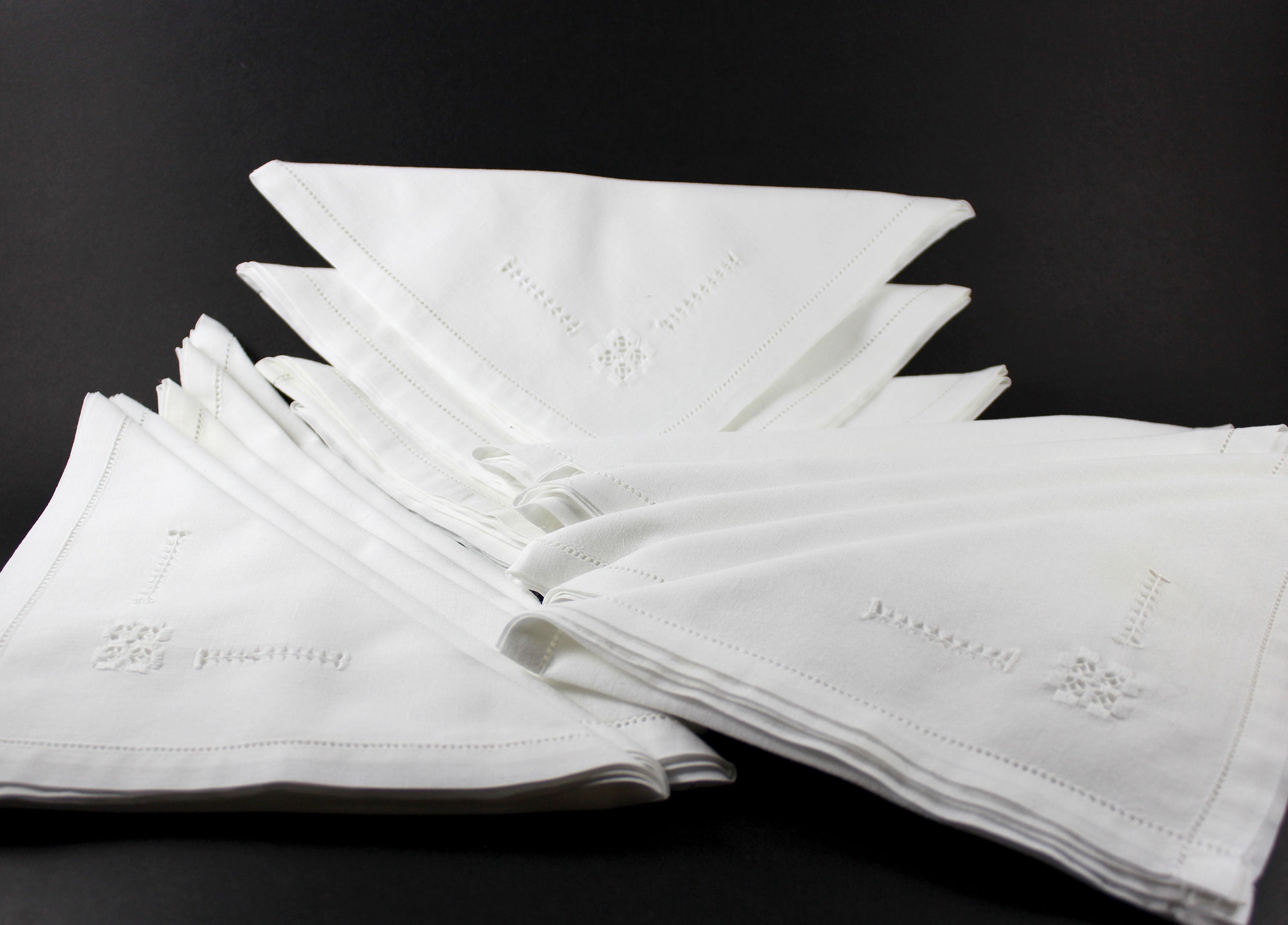 Linen Napkins, Drawn Thread & Hardanger Stitching