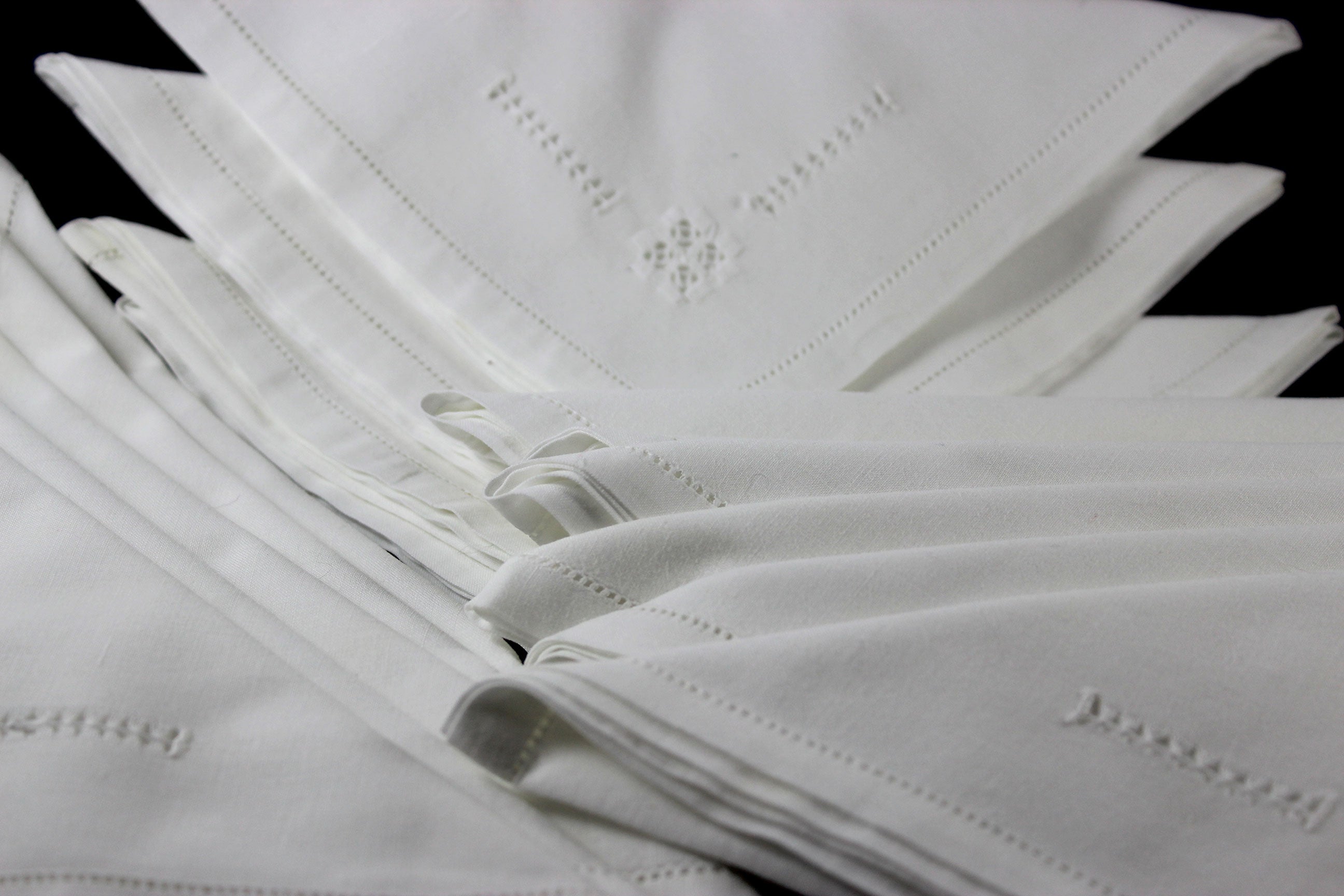 Linen Napkins, Drawn Thread & Hardanger Stitching