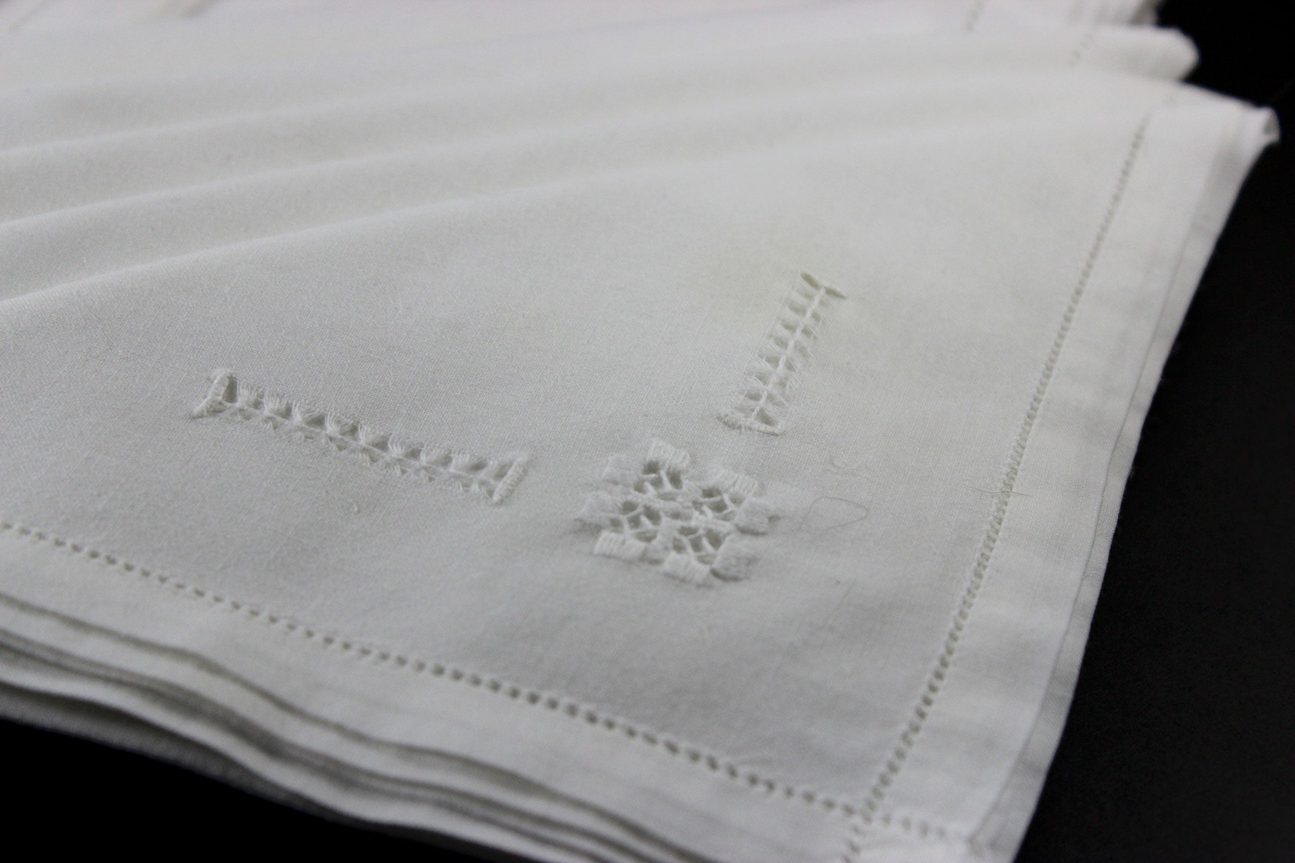 Linen Napkins, Drawn Thread & Hardanger Stitching