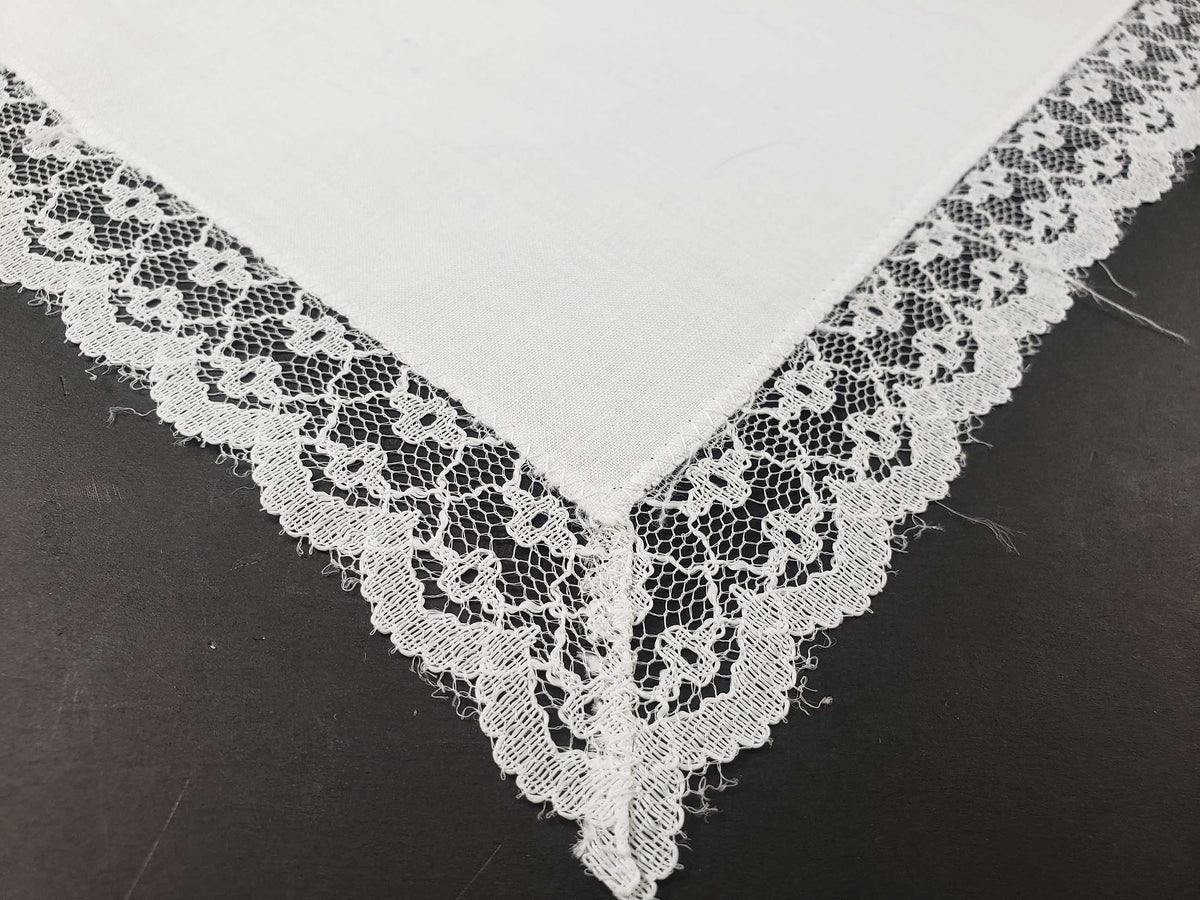 Linen and Lace Border Antique Handkerchief