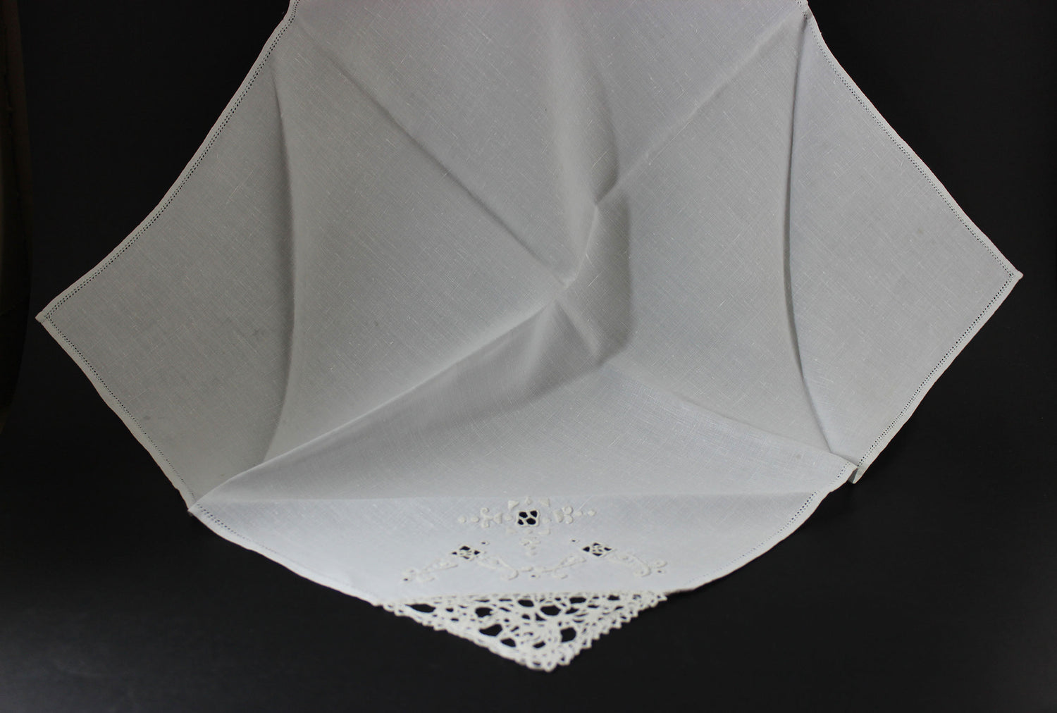 Vintage Linen, Lace and Hardanger Embroidered Dinner Napkins