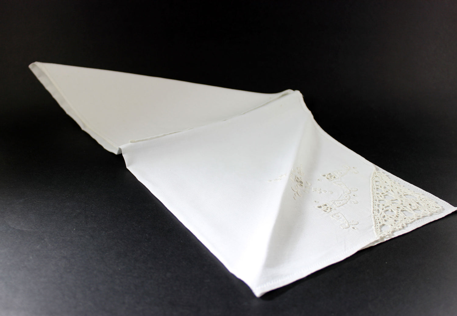 Vintage Linen, Lace and Hardanger Embroidered Dinner Napkins