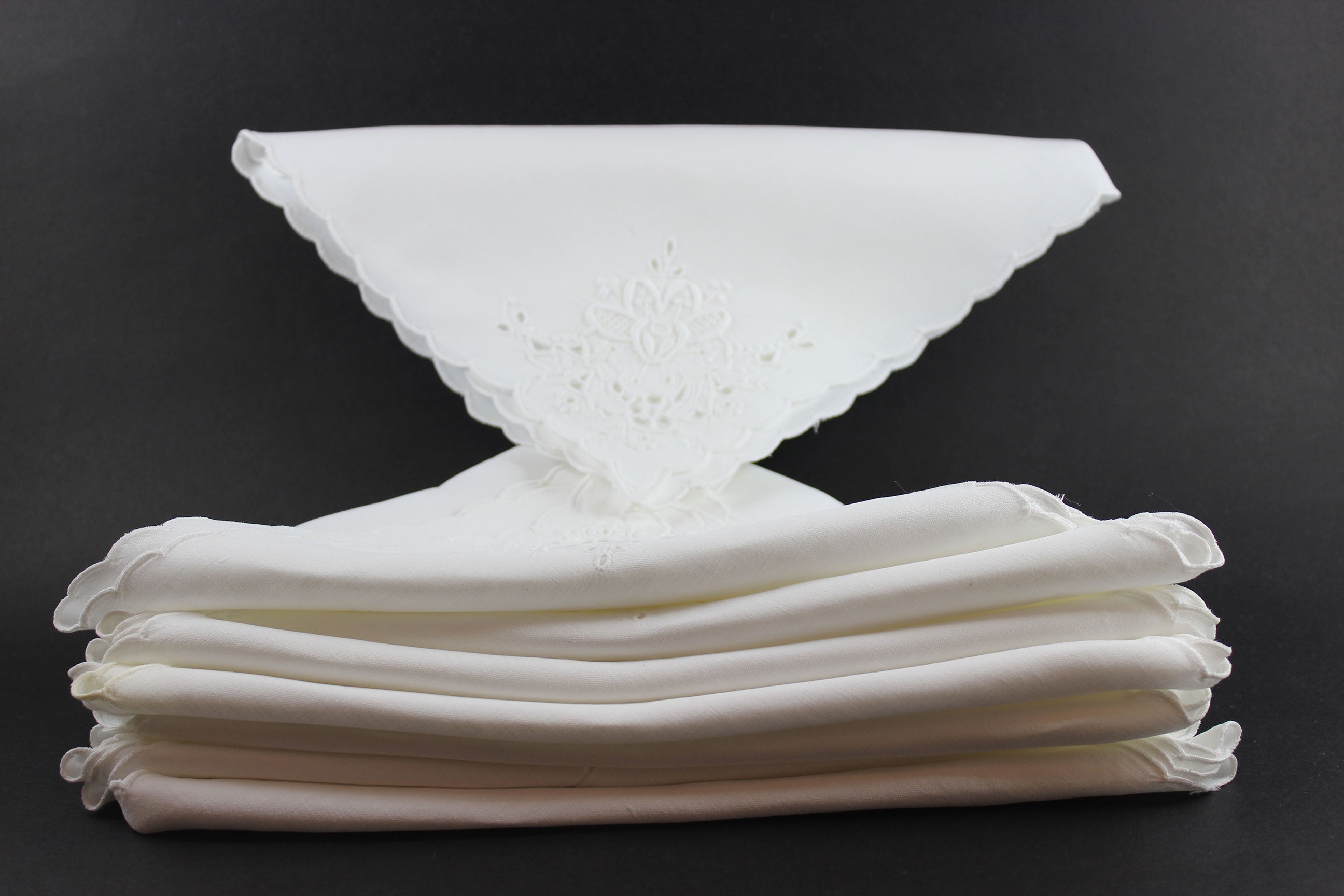 Madeira Hand Embroidered Linen Napkins, White