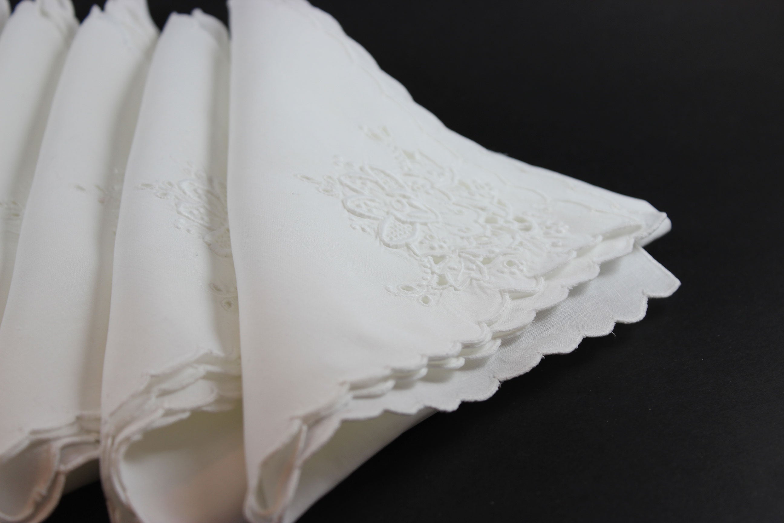 Madeira Hand Embroidered Linen Napkins, White