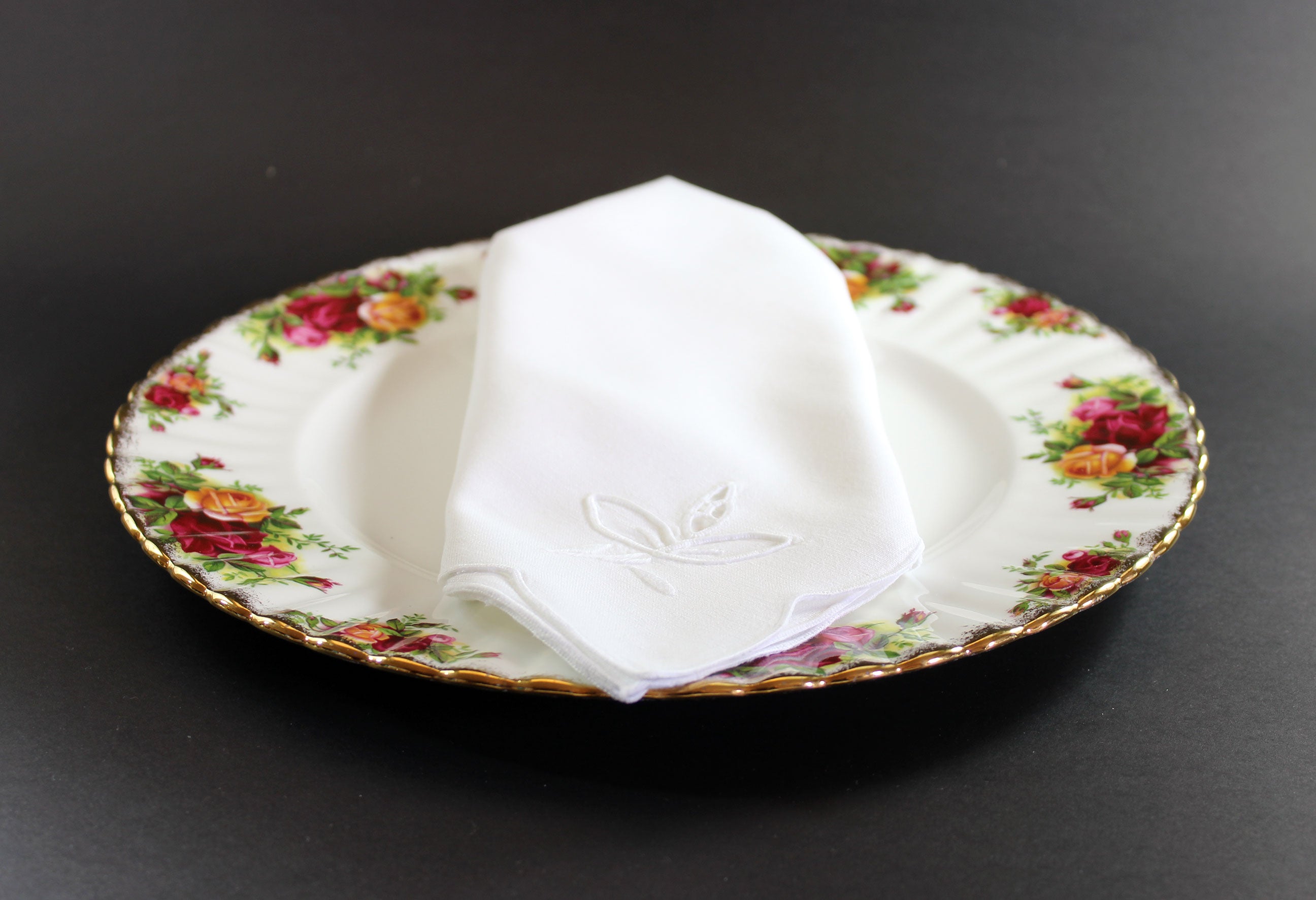 Madeira Hand Embroidered, Simple Patterned Linen Napkins, White