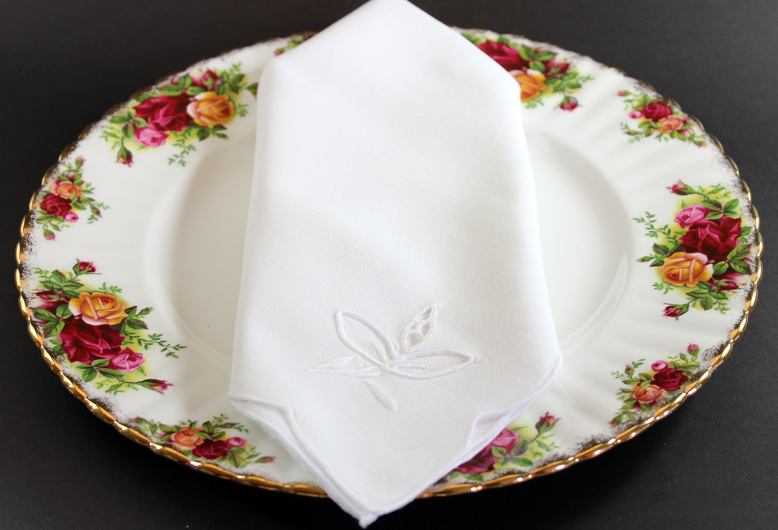 Madeira Hand Embroidered, Simple Patterned Linen Napkins, White