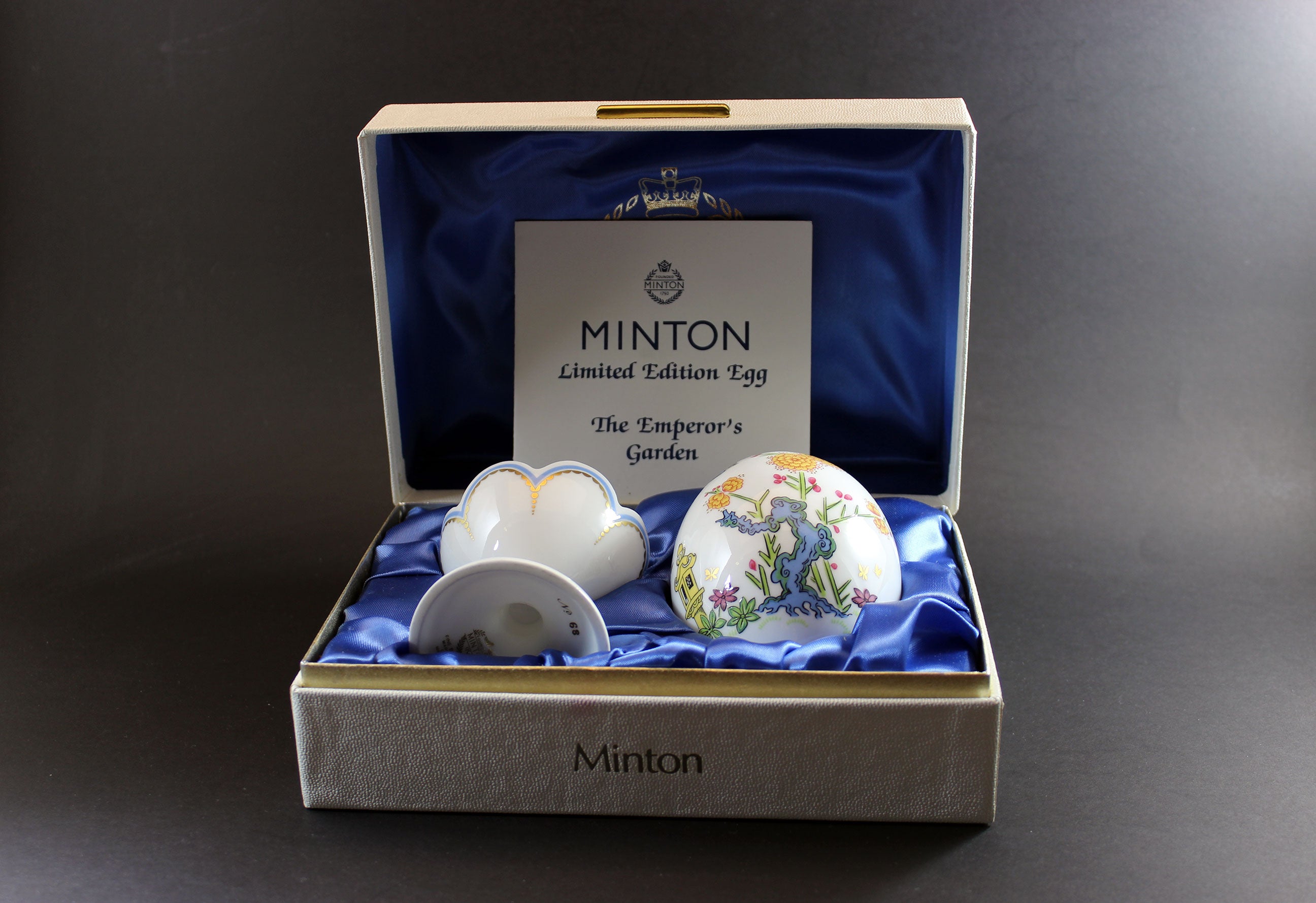 Minton Bone China Egg with Stand and Box, Emperor&