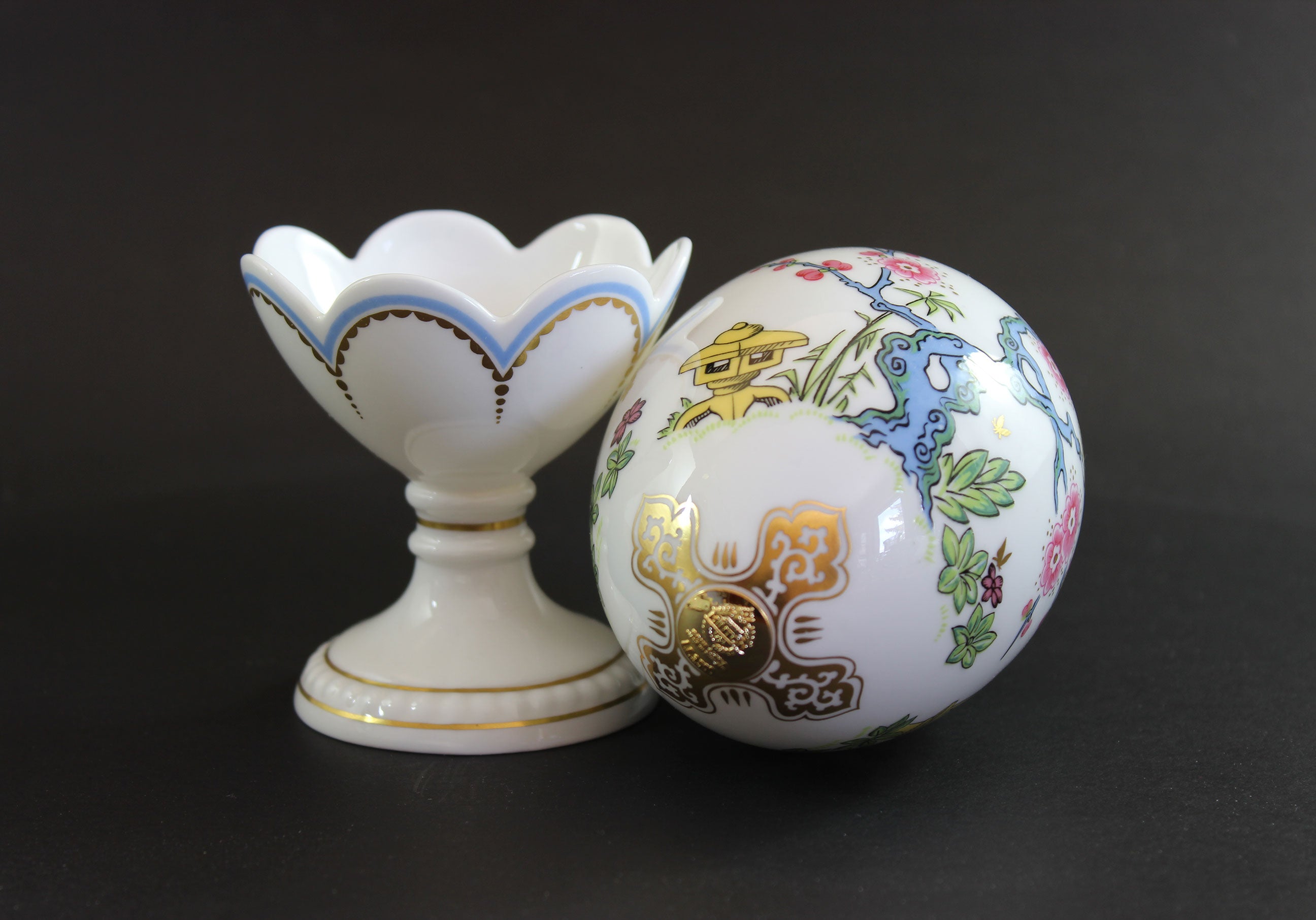 Minton Bone China Egg with Stand and Box, Emperor&