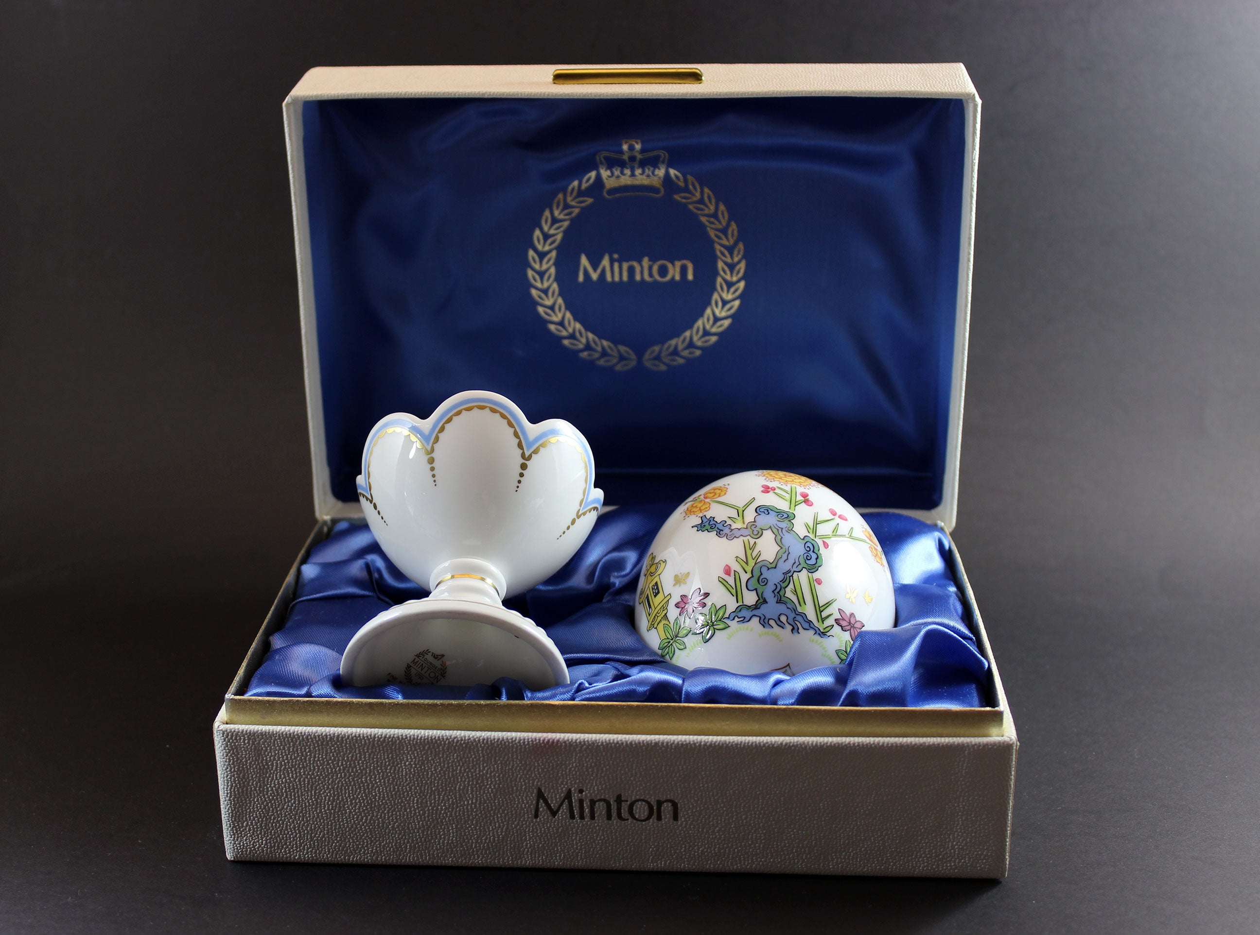 Minton Bone China Egg with Stand and Box, Emperor&
