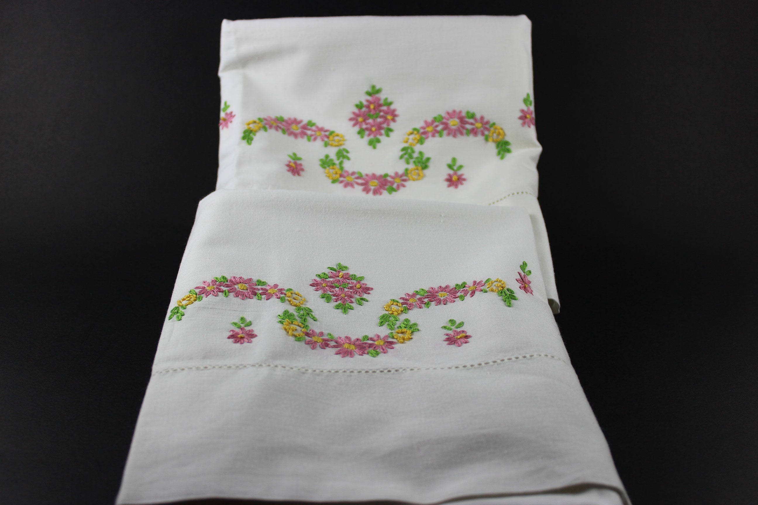 Hand Embroidered Floral Pillowcases